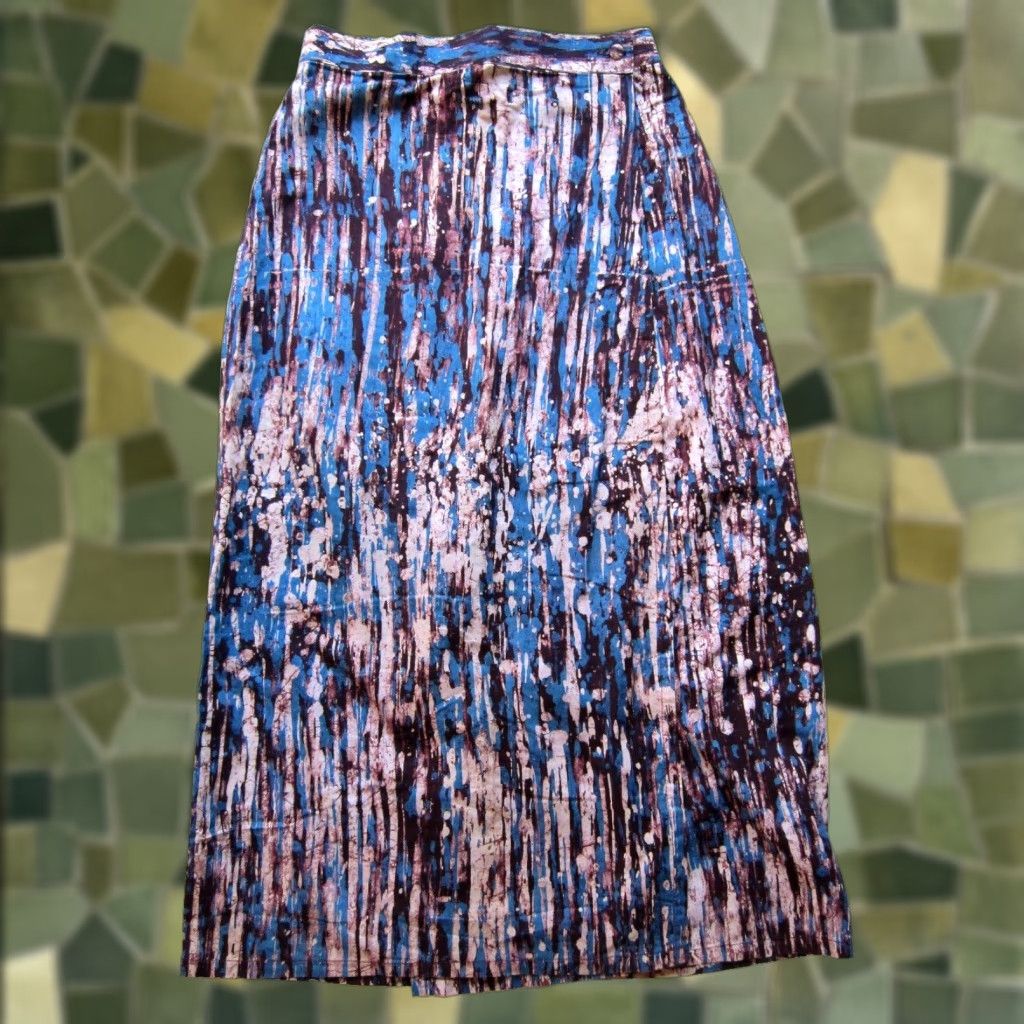 Vintage Vtg Passport Wrap Skirt Midi Cotton Pink Purple Tie Die M-L Women Size 30" / US 8 / IT 44 - 1 Thumbnail
