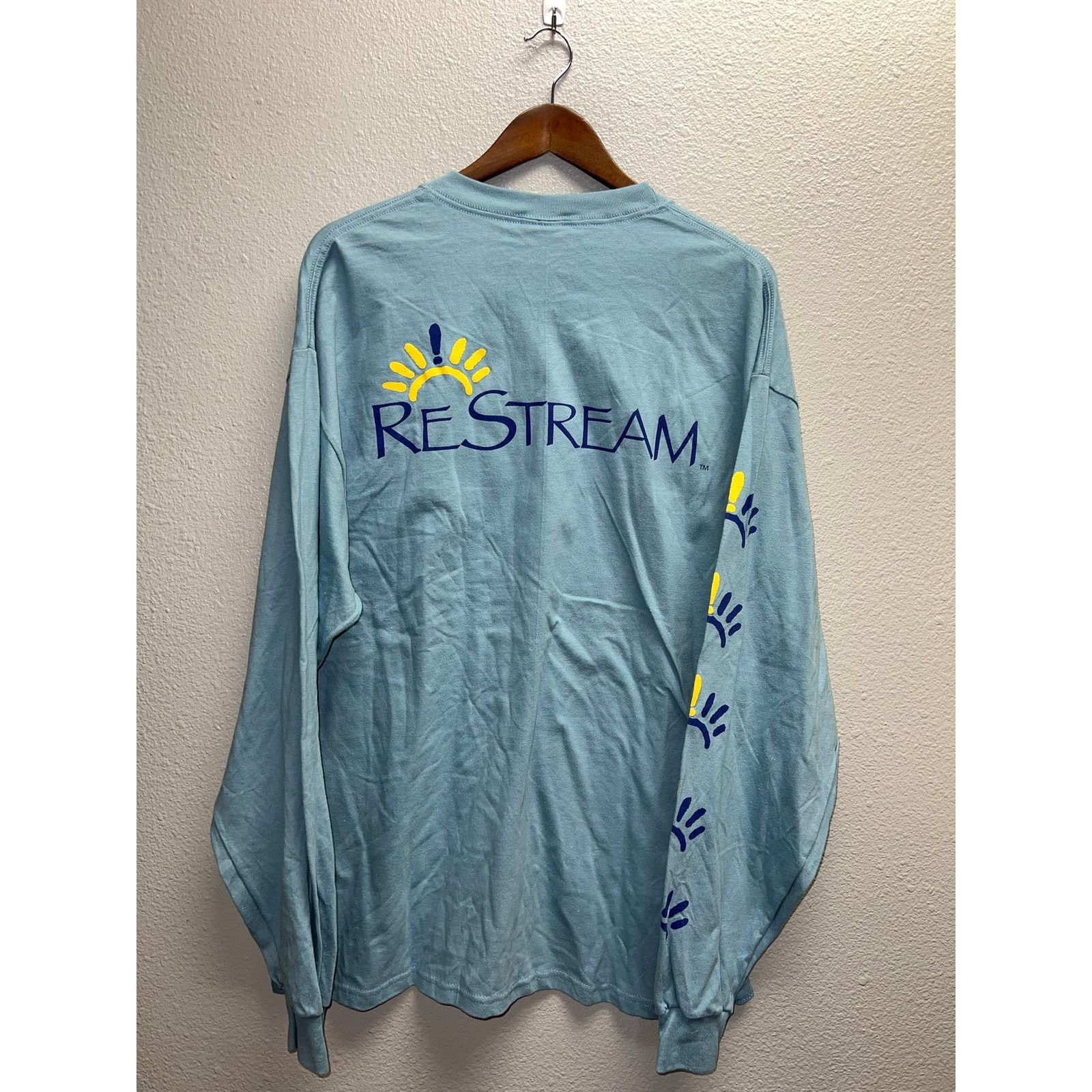 Hanes Vintage Restream Shirt Sunshine Blue Long Sleeve Tee 90s XL Size US XL / EU 56 / 4 - 1 Thumbnail