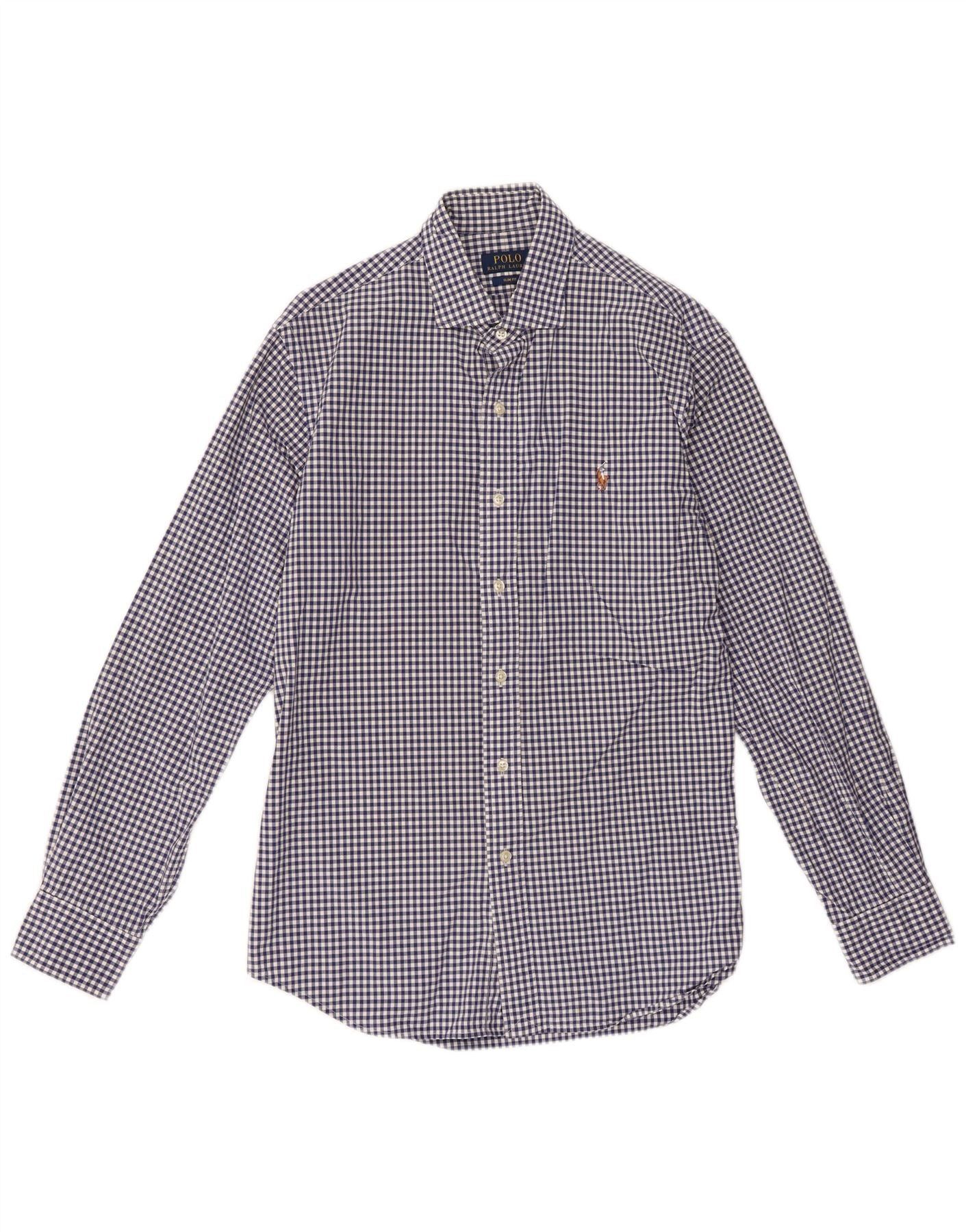 Polo Ralph Lauren Mens Slim Fit Shirt Large Blue Gingham Cotton Size US L / EU 52-54 / 3 - 1 Thumbnail