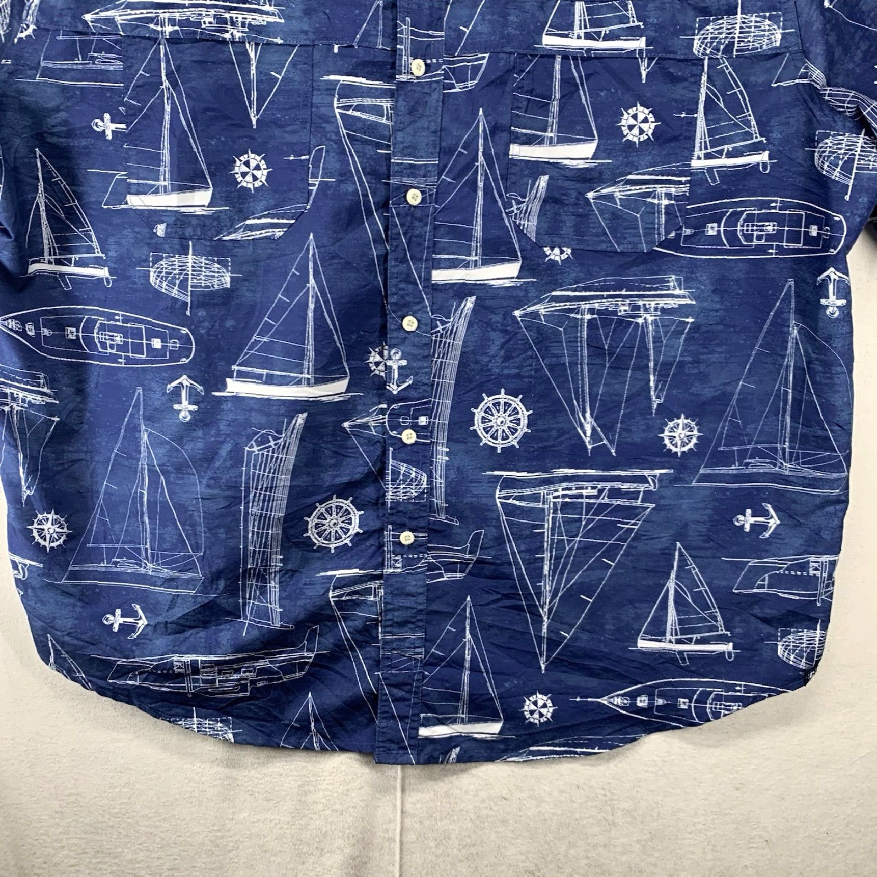 Chaps Mens Shirt Outdoor Fishing All Over Nautical Print Lightweight Thin Pockets 3XL Size US XXL / EU 58 / 5 - 6 Thumbnail