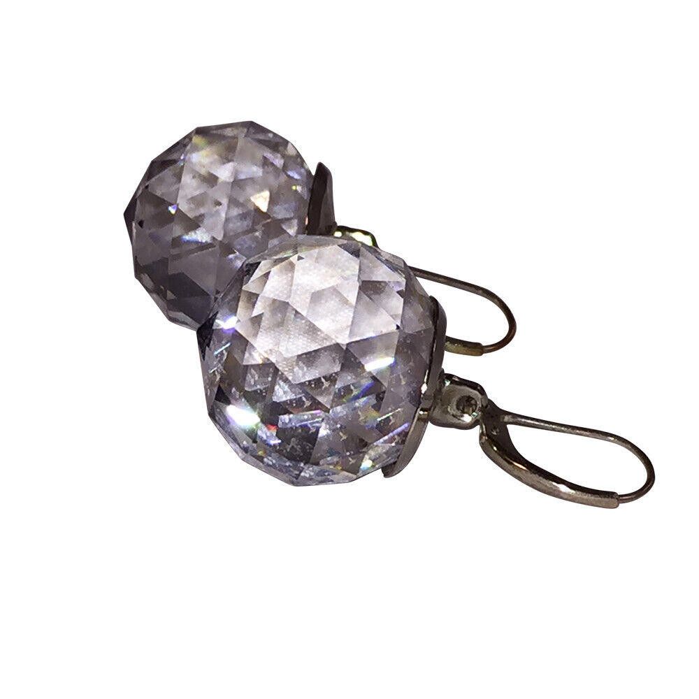 Designer Sterling Crystal Faceted Orb Dangle Earrings Size ONE SIZE - 4 Thumbnail