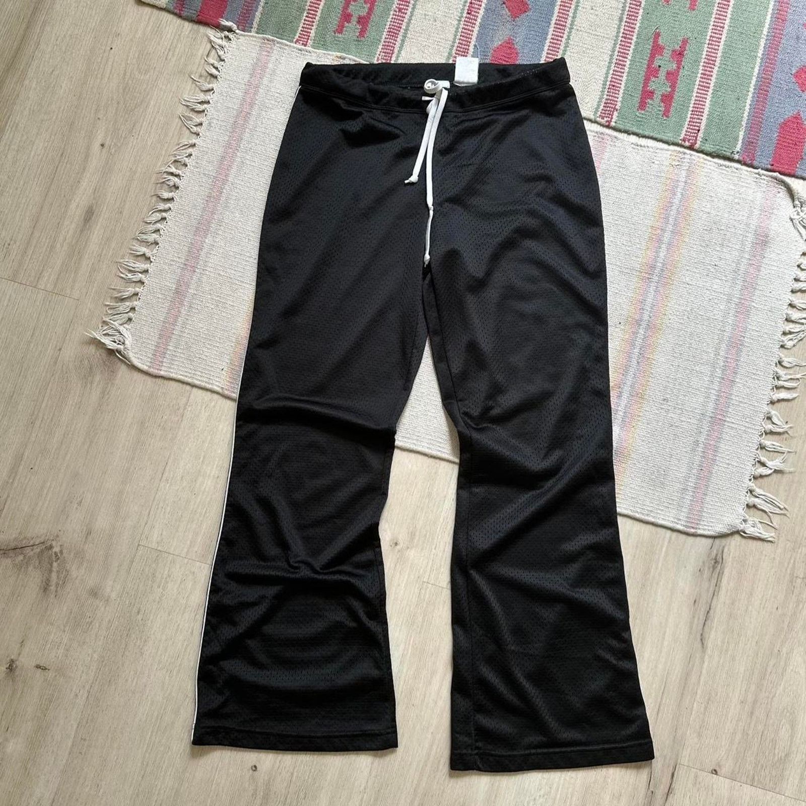 Vintage Vintage Y2K Black Striped Sporty Sweatpants Flare Track Pant Size 28" / US 6 / IT 42 - 5 Thumbnail