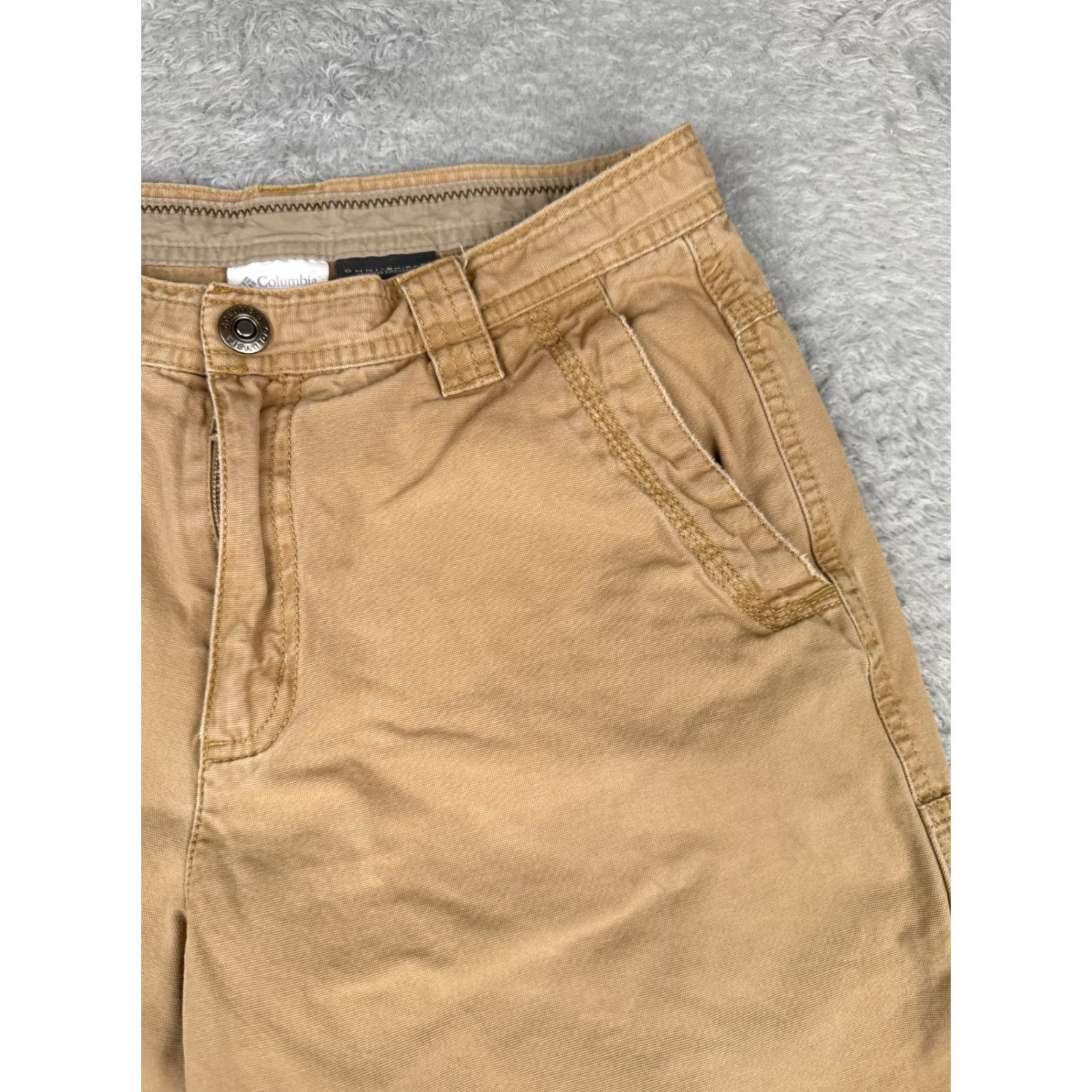 Vintage Columbia Men Shorts 30 Beige Chino 100% Cotton Duck Fabric Hiking Camping 30x11 Casual Travel Pockets Logo Size US 30 / EU 46 - 5 Thumbnail