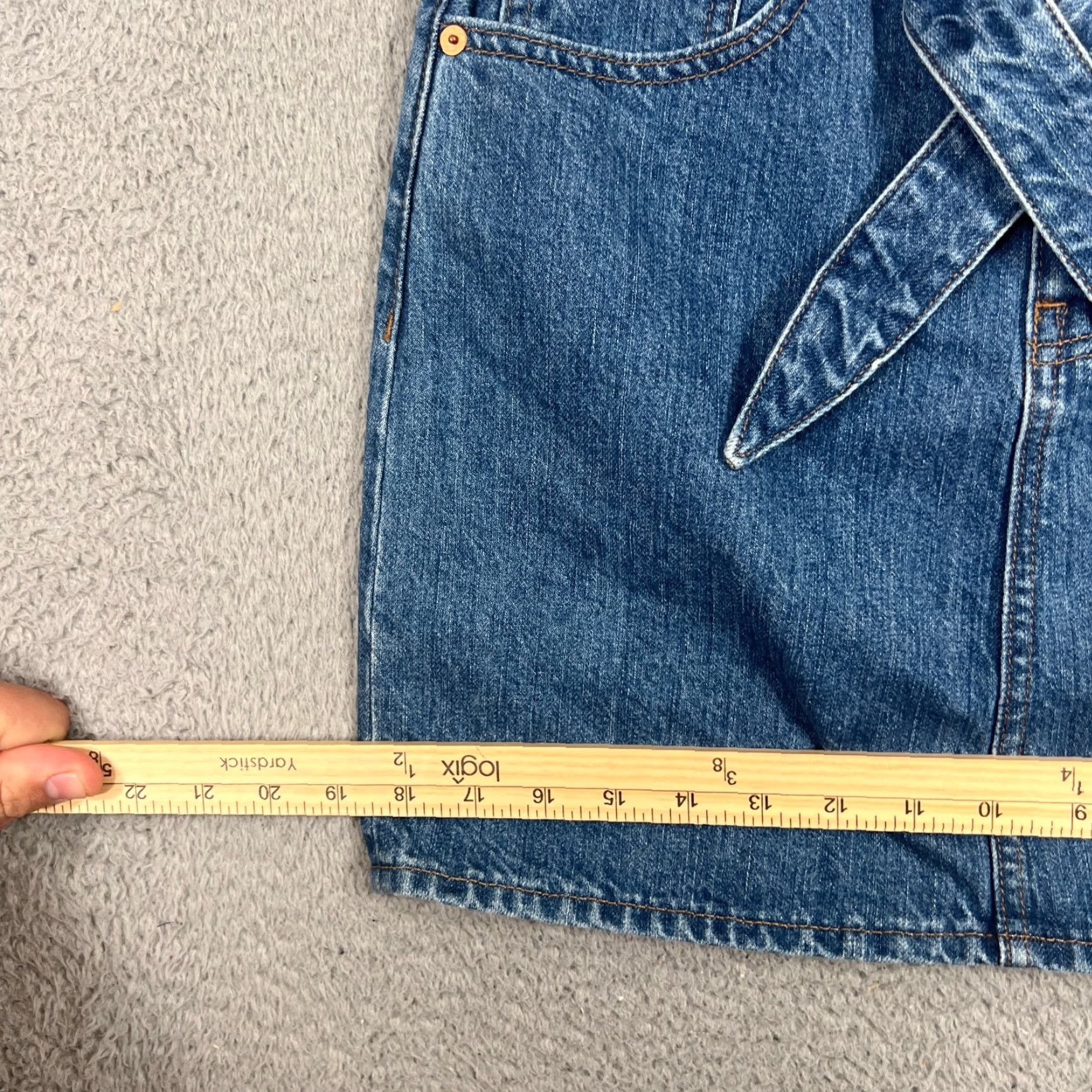 Madewell Madewell Denim Skirt Womens 25 Blue A-Line High Rise Tie Waist Pockets Bohemian Size 42" / US 20 - 3 Thumbnail