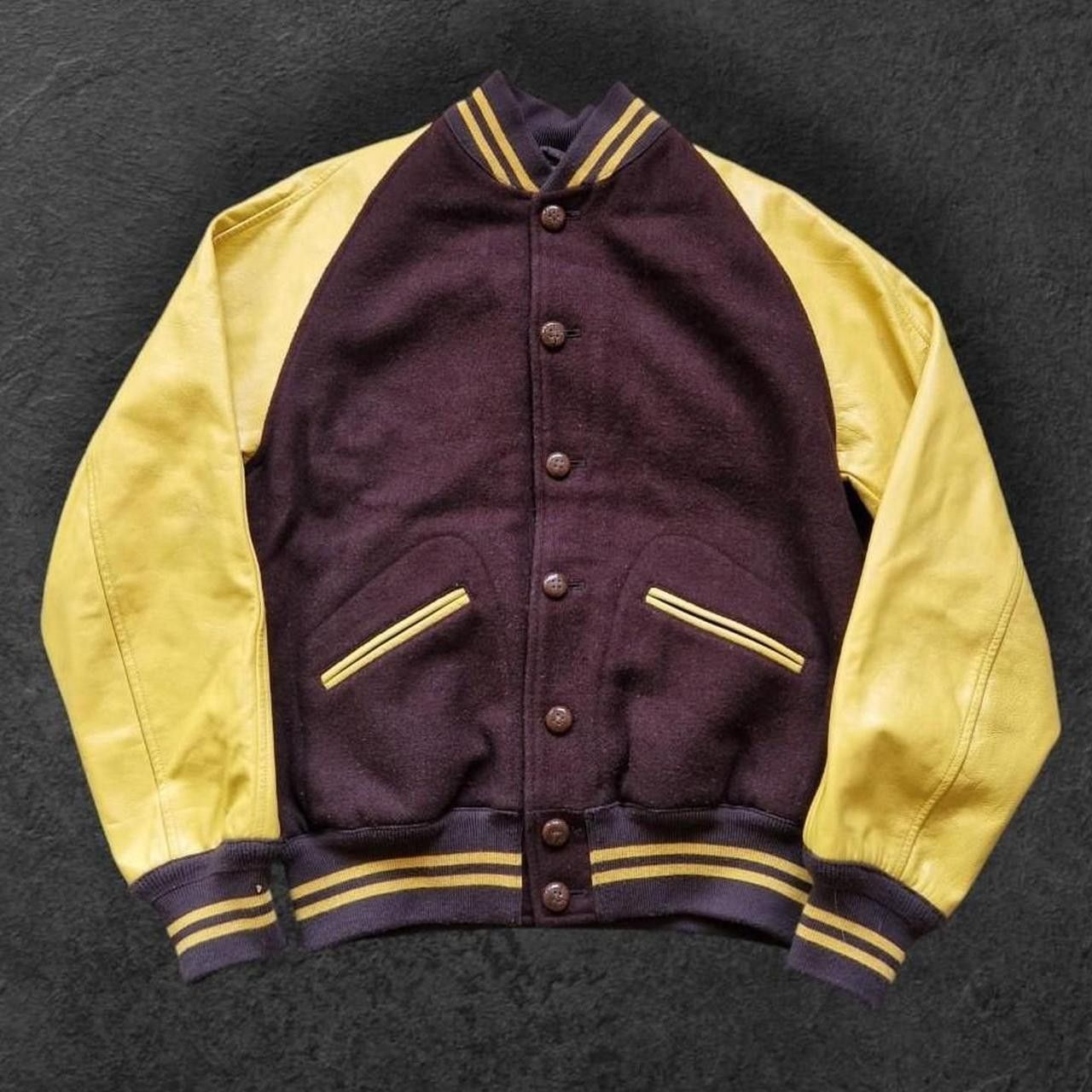 Beams Plus Mens beams+ brown and golden yellow varsity jacket Size US M / EU 48-50 / 2 - 1 Thumbnail