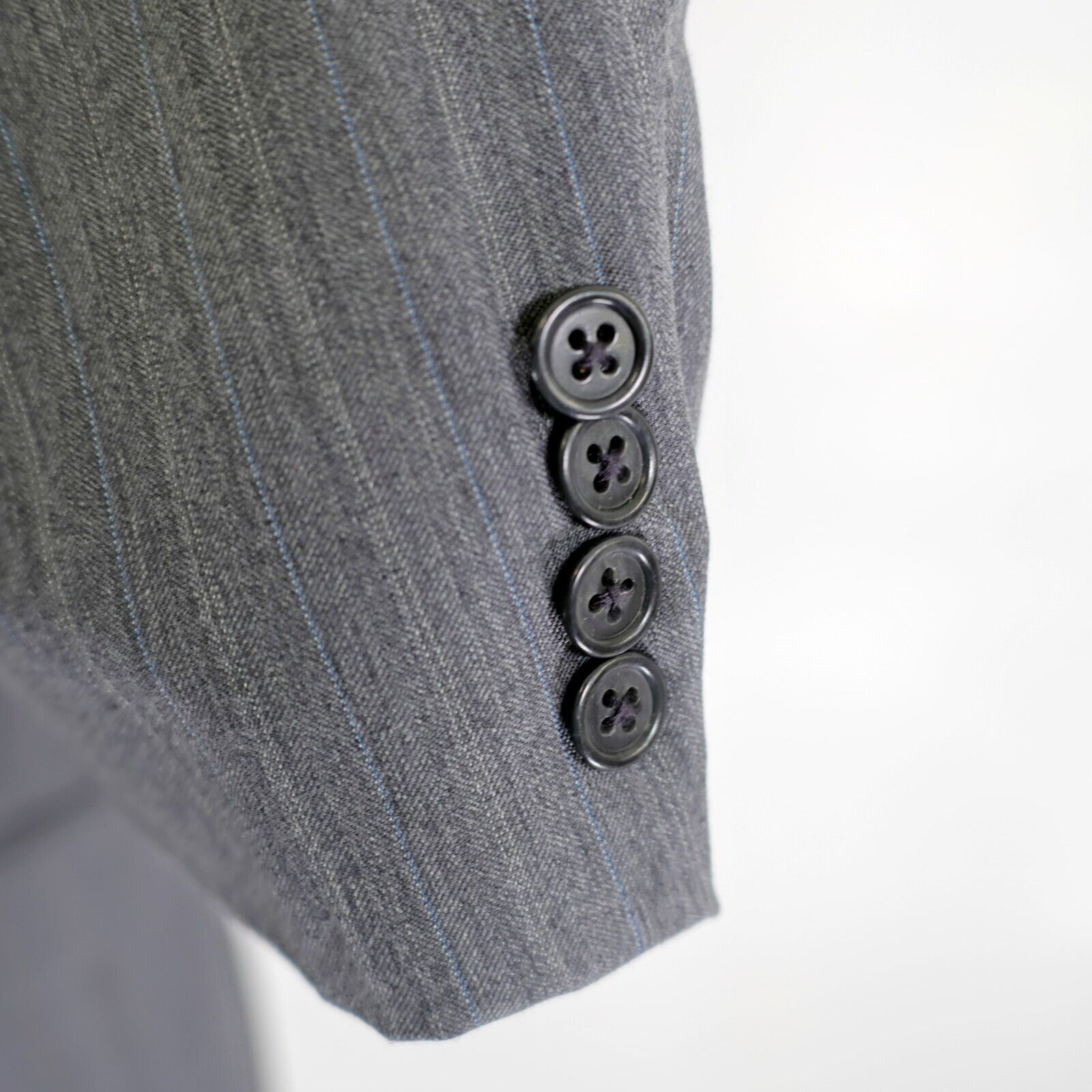 Hart Schaffner Marx Hart Schaffner Marx Wool Gray W/ Blue White Striped 40R / Sl Size 40R - 3 Thumbnail