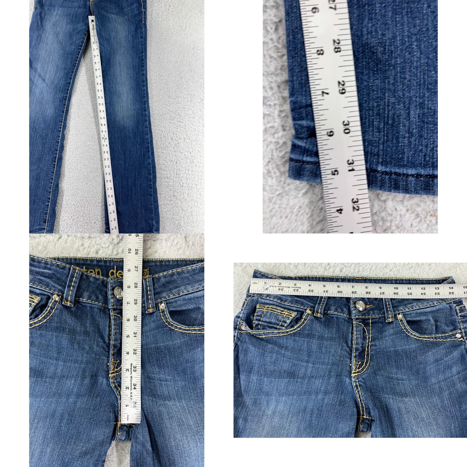 Vintage Ten Denim Jeans Womens Bootcut Low Rise 26x31 Blue Cotton Blend Embroidered Distressed 5-Pocket Denim N/A Size 28" / US 6 / IT 42 - 8 Thumbnail