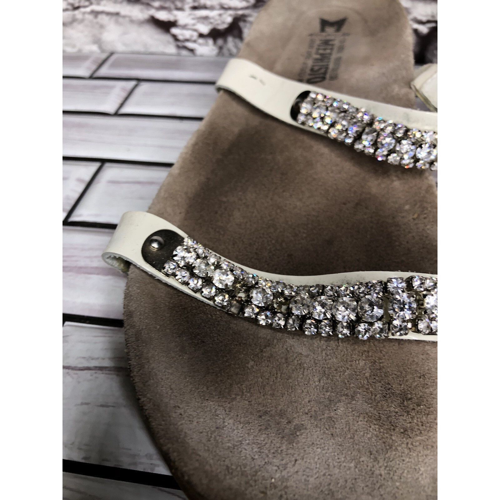 Mephisto Mephisto White Rhinestone Crystal Strap Slide Cork Sandals W Size US 11 / IT 41 - 5 Thumbnail