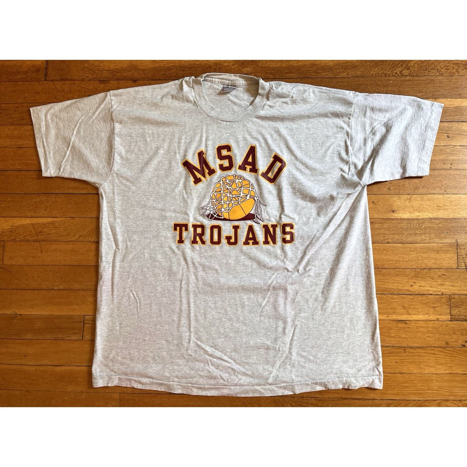 Fruit Of The Loom VINTAGE Minnesota State Academy For The Deaf Trojans Basketball Shirt Men’s 2XL Gray/Gray 90s Nike Size US XXL / EU 58 / 5 - 2 Thumbnail