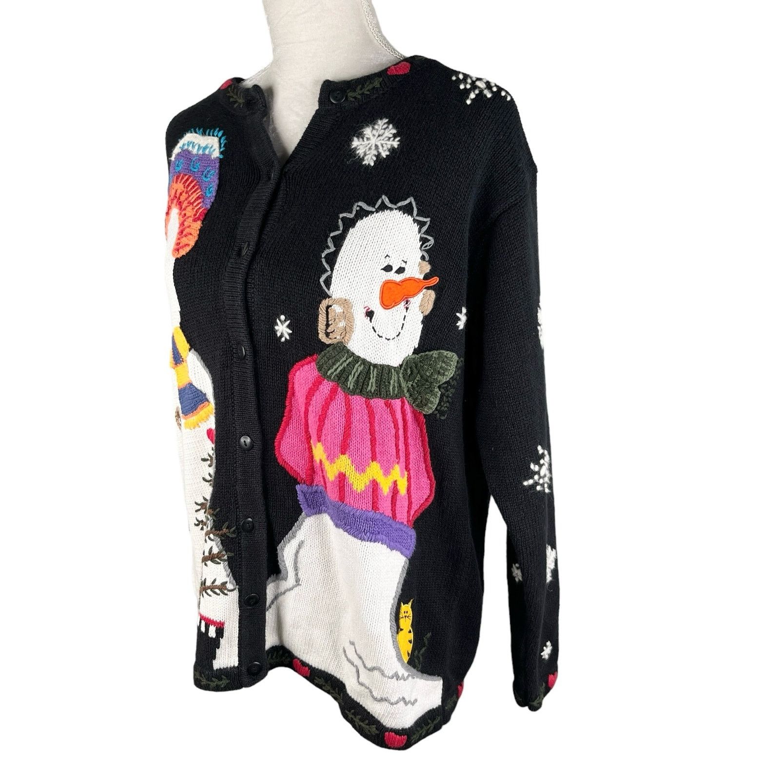Other Quacker Factory Snowman Sweater M Button Down Embroidered Size M / US 6-8 / IT 42-44 - 9 Thumbnail