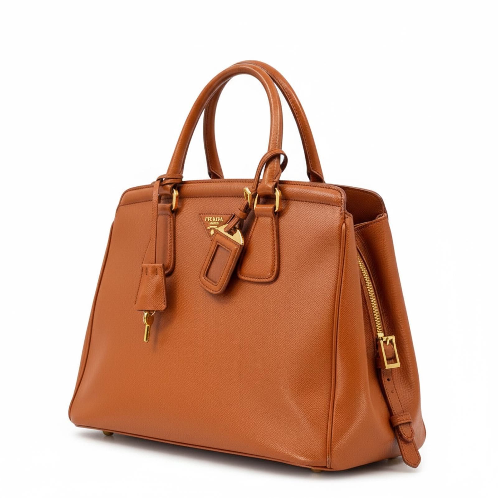 Prada Prada - Brown Orange Leather Handbag Size ONE SIZE - 1 Thumbnail