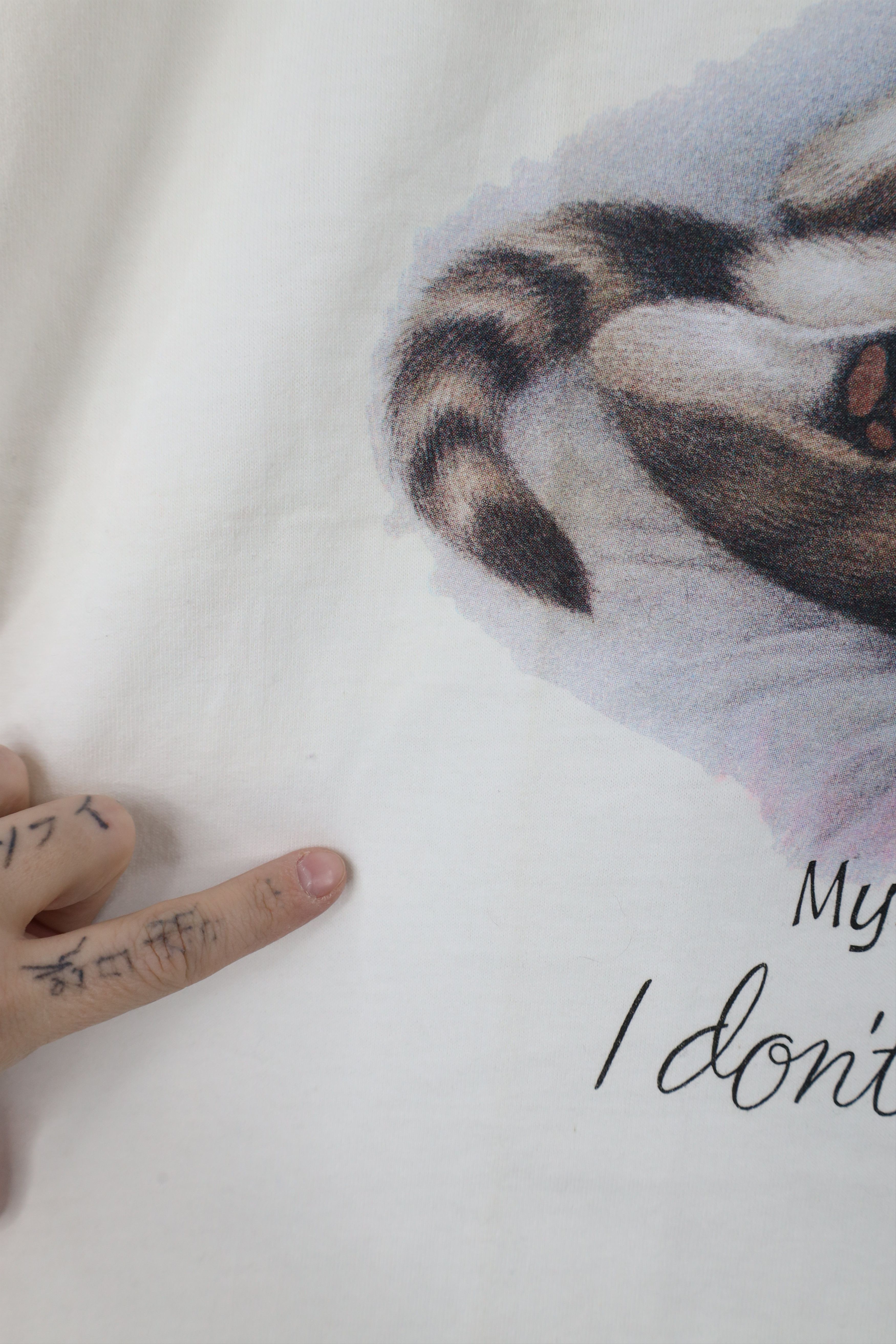 Vintage Vintage 90s Streetwear Mornings Cat Kitten T-Shirt White Size XL / US 12-14 / IT 48-50 - 5 Thumbnail