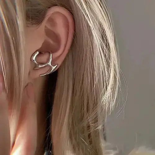 Mutant Vein Earrings Gothic Punk Chrome Jewelry Spike in Silver, Men's