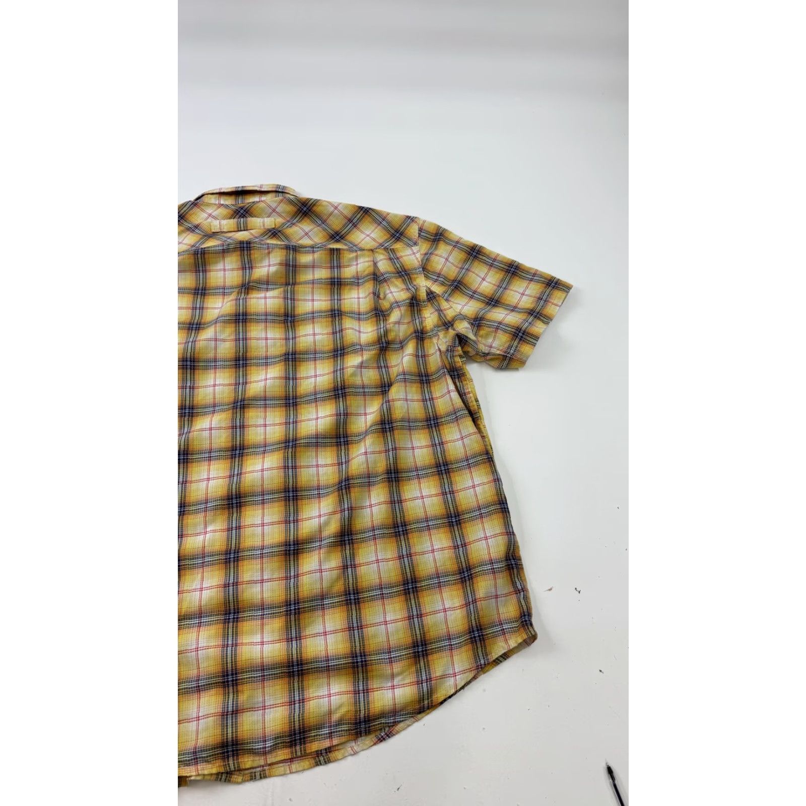 Duluth Trading Company Duluth Trading Co Shirt Mens XL Yellow Plaid Short Sleeve Button Front Casual Size US XL / EU 56 / 4 - 7 Thumbnail