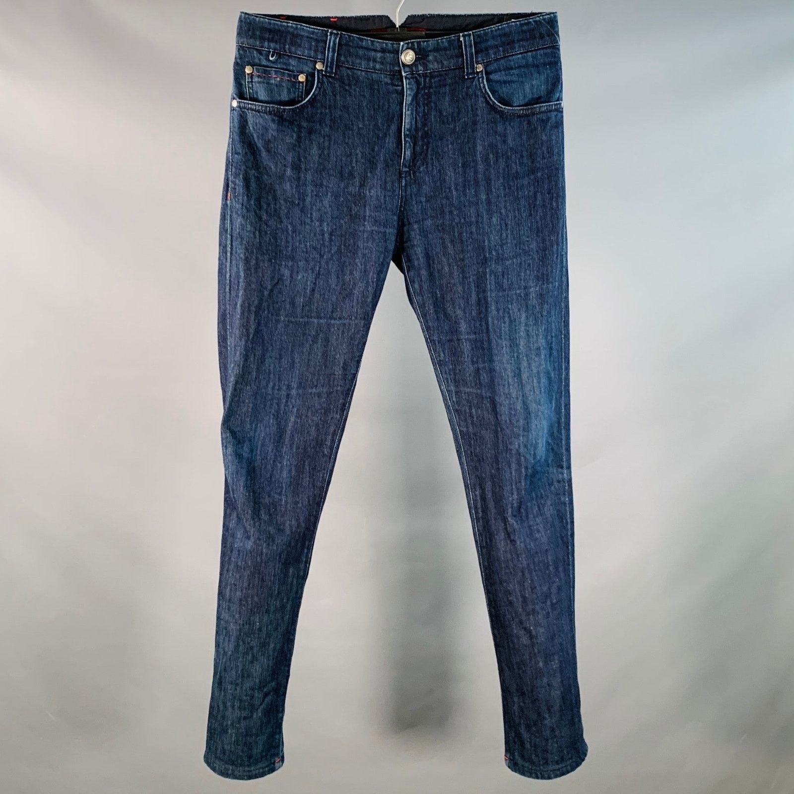 Isaia ISAIA Size 32 Blue Cotton Selvedge Twill Skinny Jeans Size US 32 / EU 48 - 1 Thumbnail