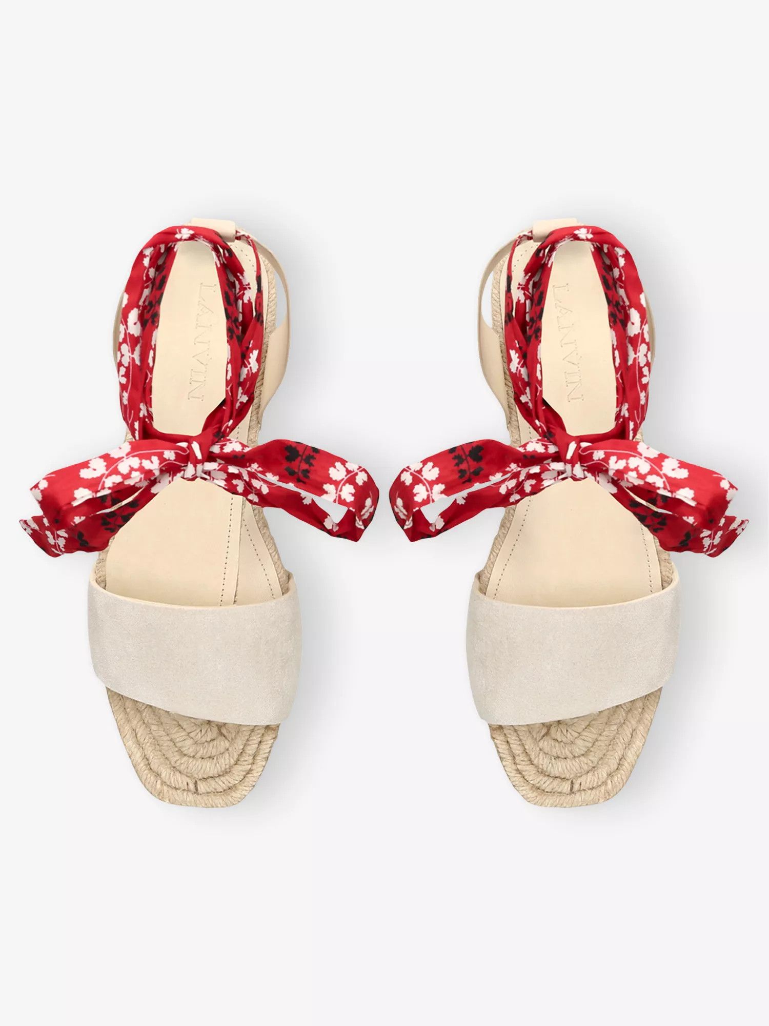 Lanvin o1w1db10226 Domra Suede Espadrille Sandals in Beige Size US 8 / IT 38 - 2 Thumbnail