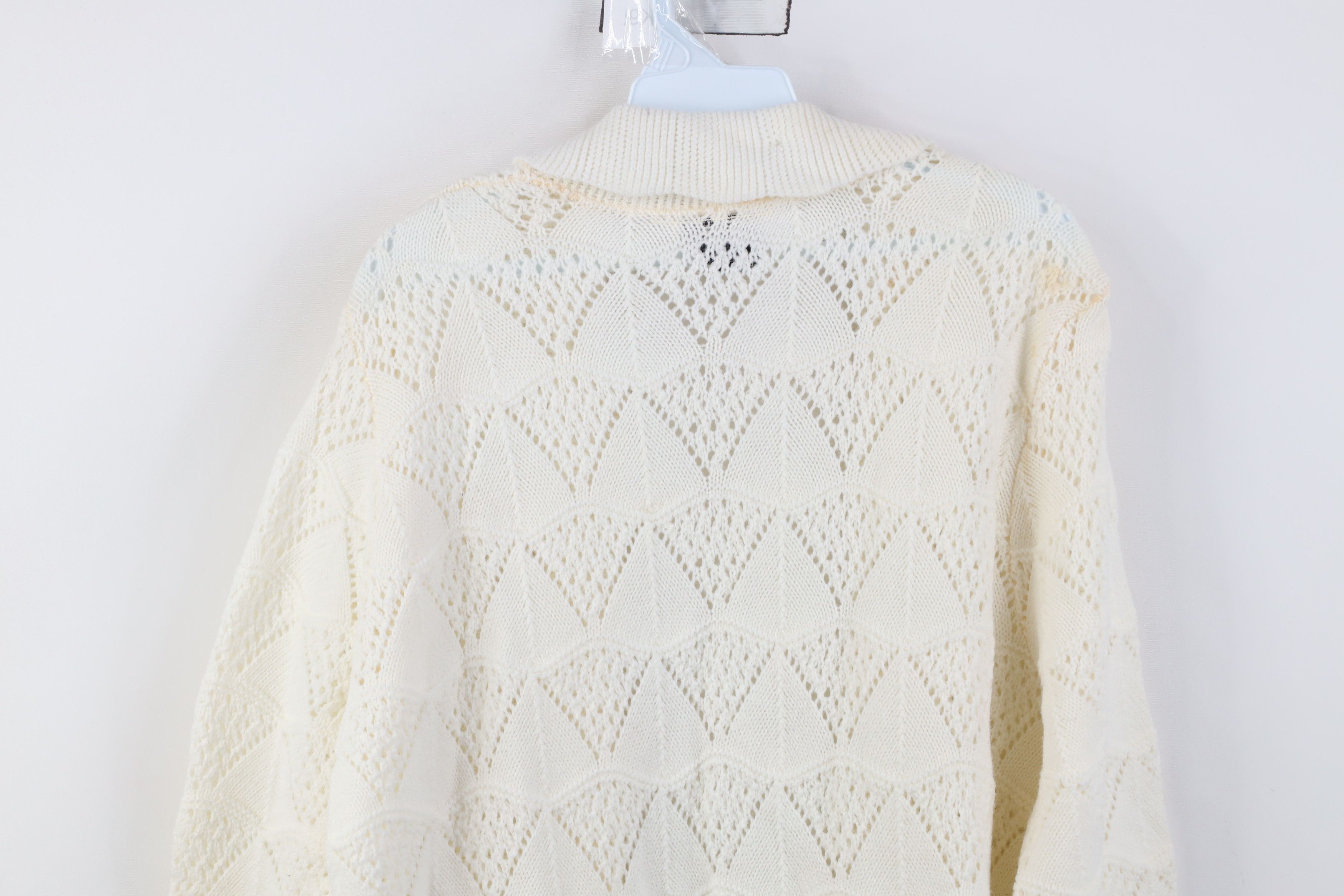 Vintage Deadstock Vintage 50s Collared Open Front Cardigan Sweater Size L / US 10 / IT 46 - 12 Thumbnail