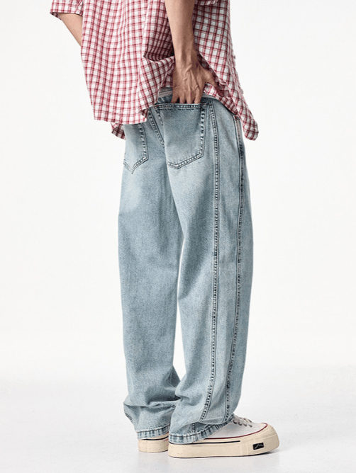 Japanese Brand × Jean American trendy men's blue washed loose stitching jeans Size US 32 / EU 48 - 4 Thumbnail