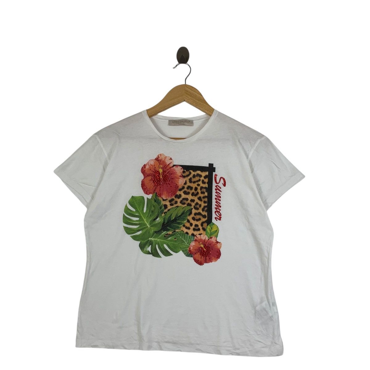 Vintage Vintage RINASCIMENTO MADE IN ITALY Embossed Logo Tee Shirt Size M / US 6-8 / IT 42-44 - 1 Thumbnail