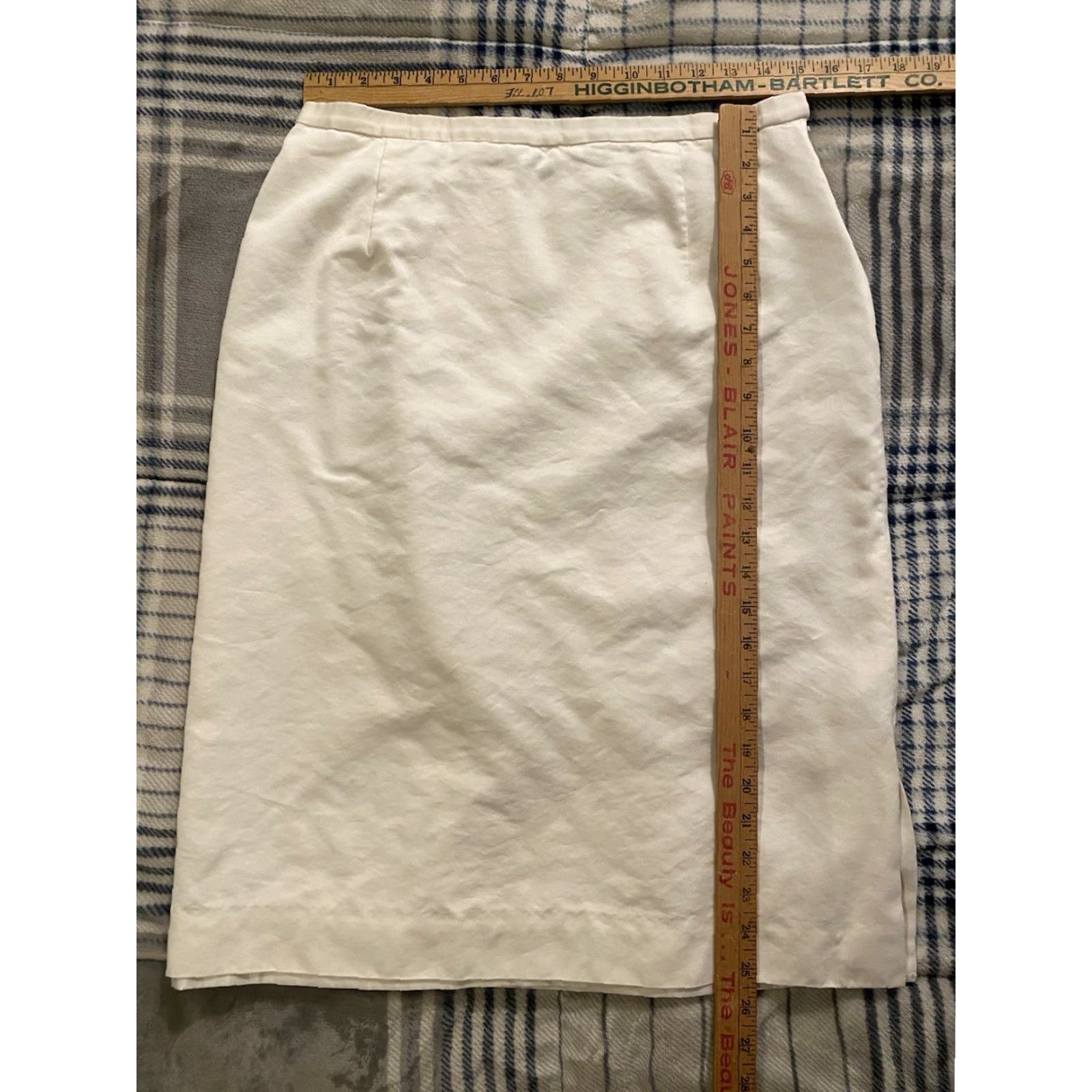 Pendleton VINTAGE Pendleton Women Skirt White Size 12 Mid Knee Length Silk & Cotton Zipper Straight & Pencil" Size 34" / US 12 / IT 48 - 7 Thumbnail
