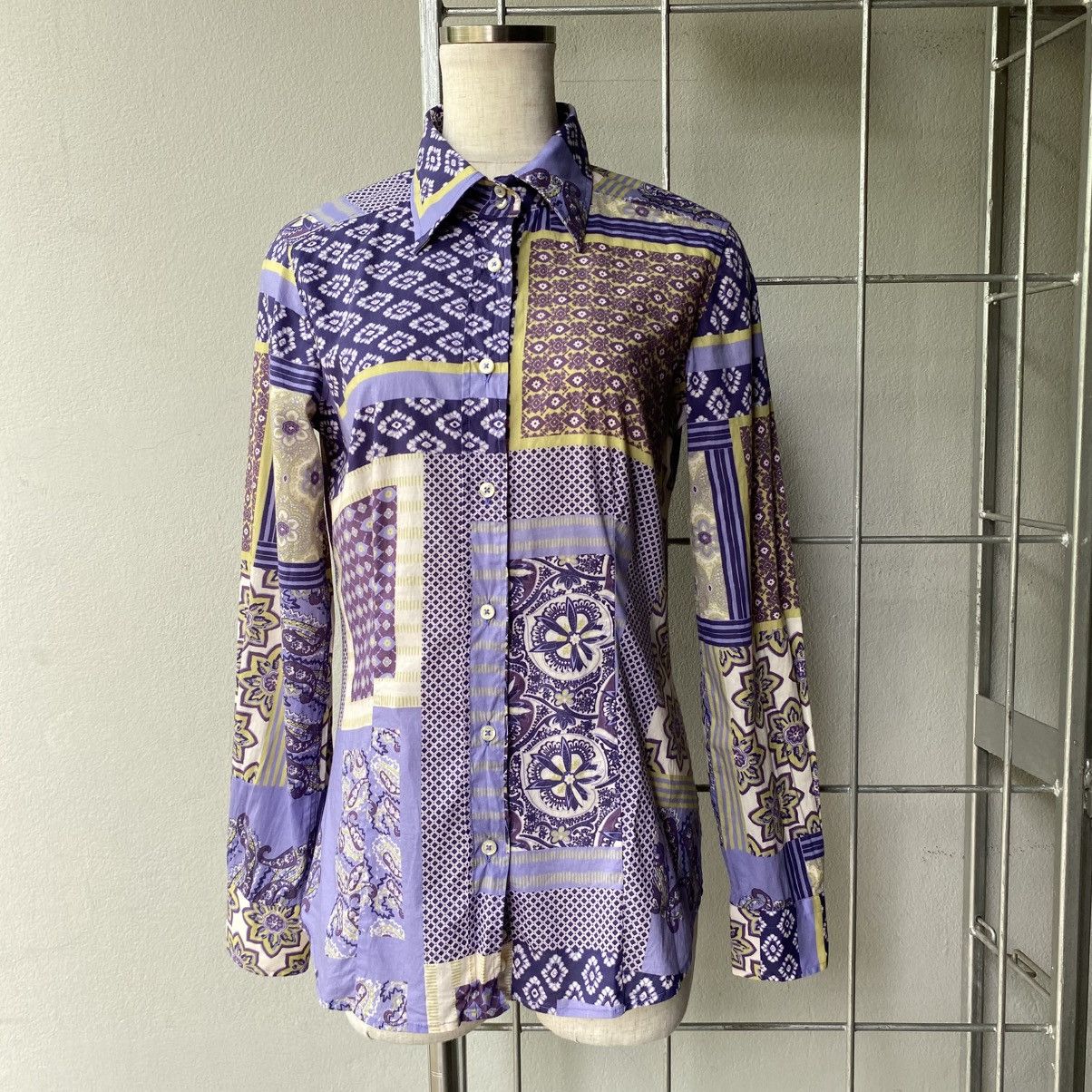 Etro Etro Purple Patchwork Print Long Sleeve Shirt Size XS / US 0-2 / IT 36-38 - 1 Thumbnail