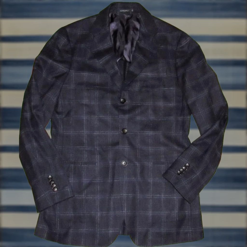 Suitsupply Suitsupply Blazer Navy Plaid Havana Jetted Wool Silk Linen Unstructured 40 Long Blazer Mens Size 40R - 1 Thumbnail