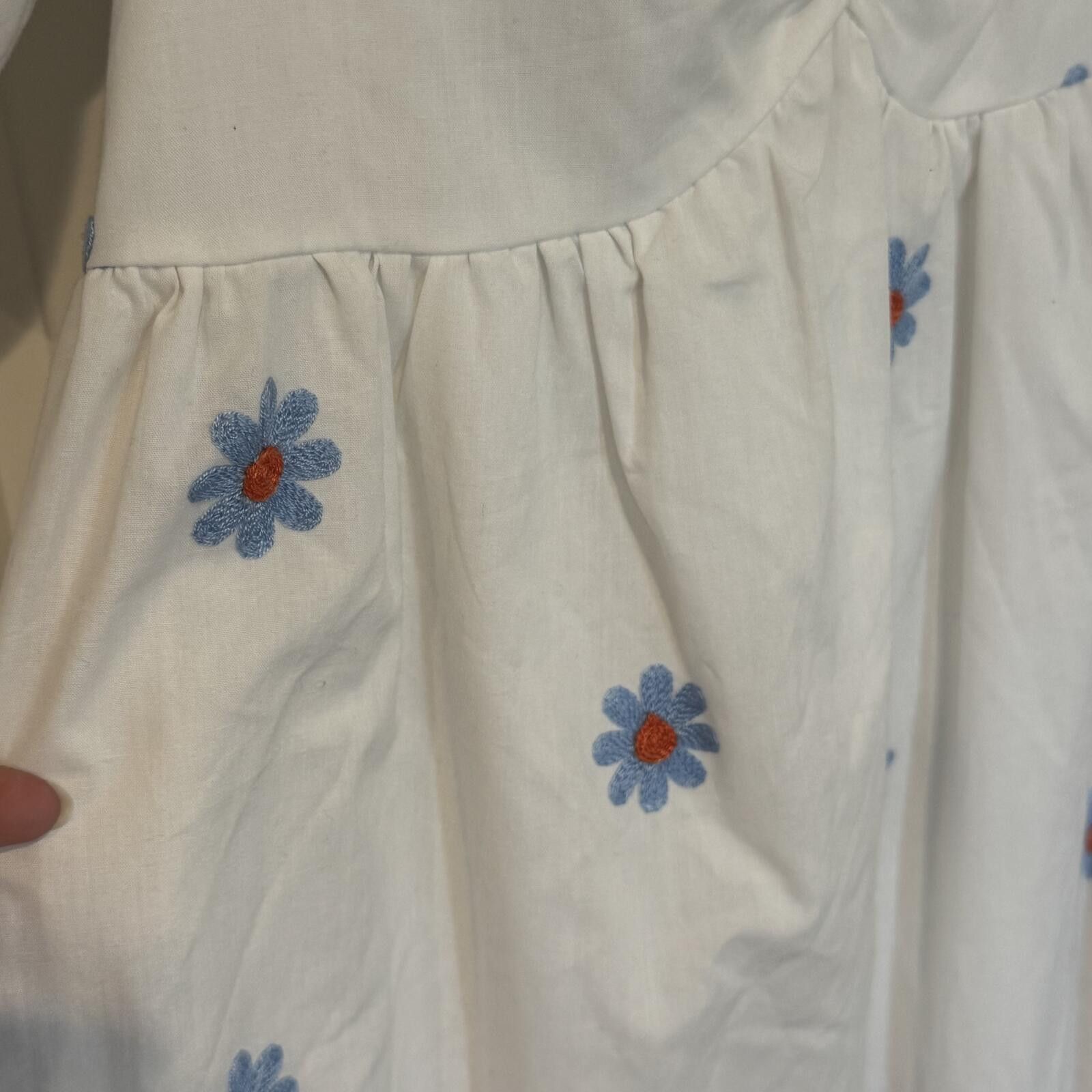 Other Altard State White Dress with Blue and Orange Floral Embrodi Size M / US 6-8 / IT 42-44 - 3 Thumbnail