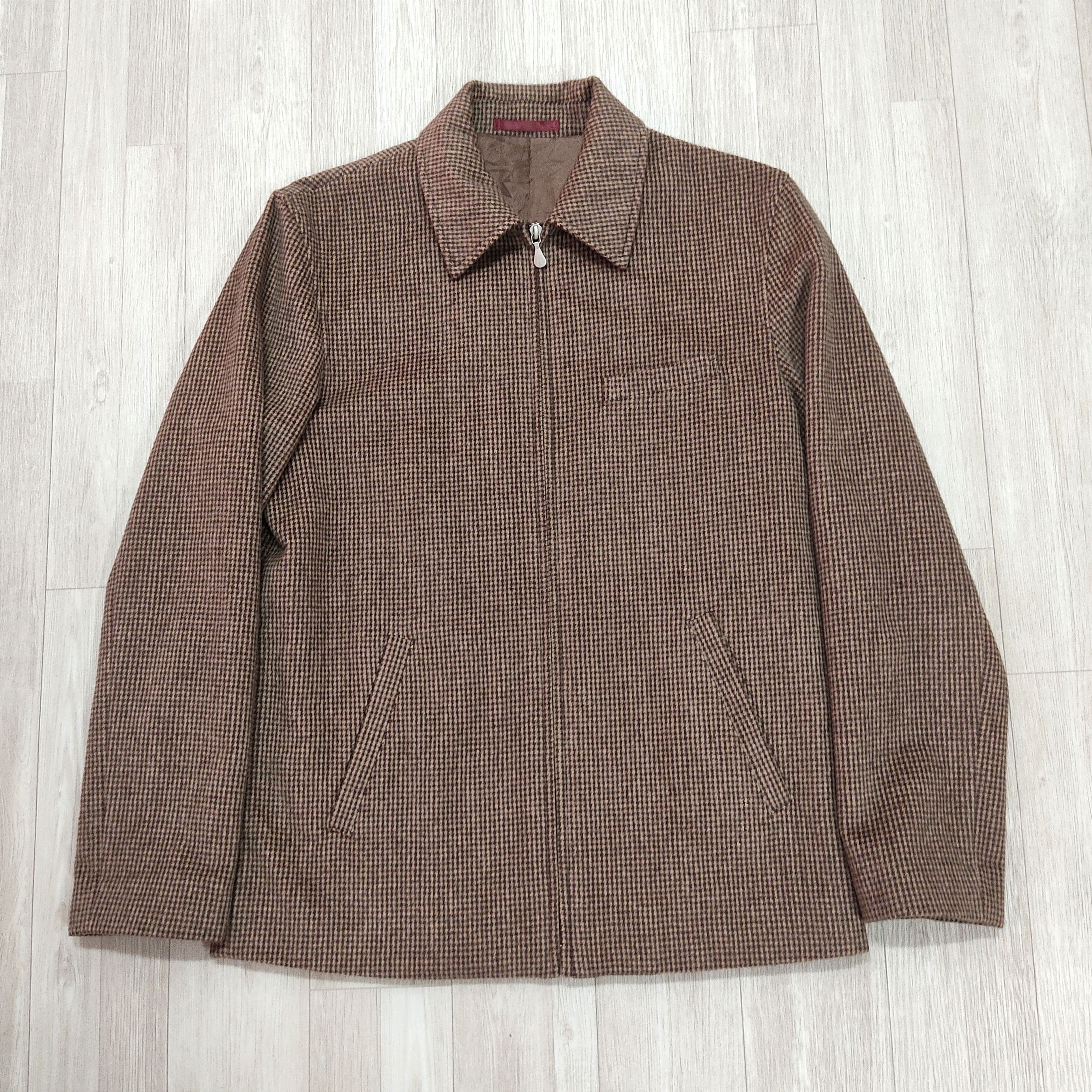 Paul Smith PAUL SMITH Herringbone Plaid Wool Zipper Jacket Size US L / EU 52-54 / 3 - 2 Thumbnail