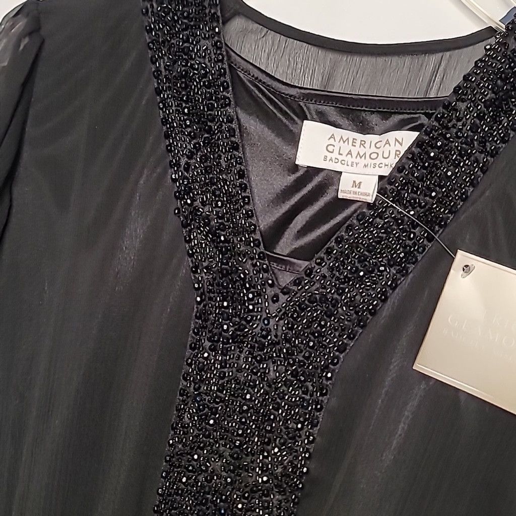 Badgley Mischka NWT Badgley Mischka butterfly sleeve beaded neck top sz M Size M / US 6-8 / IT 42-44 - 4 Thumbnail