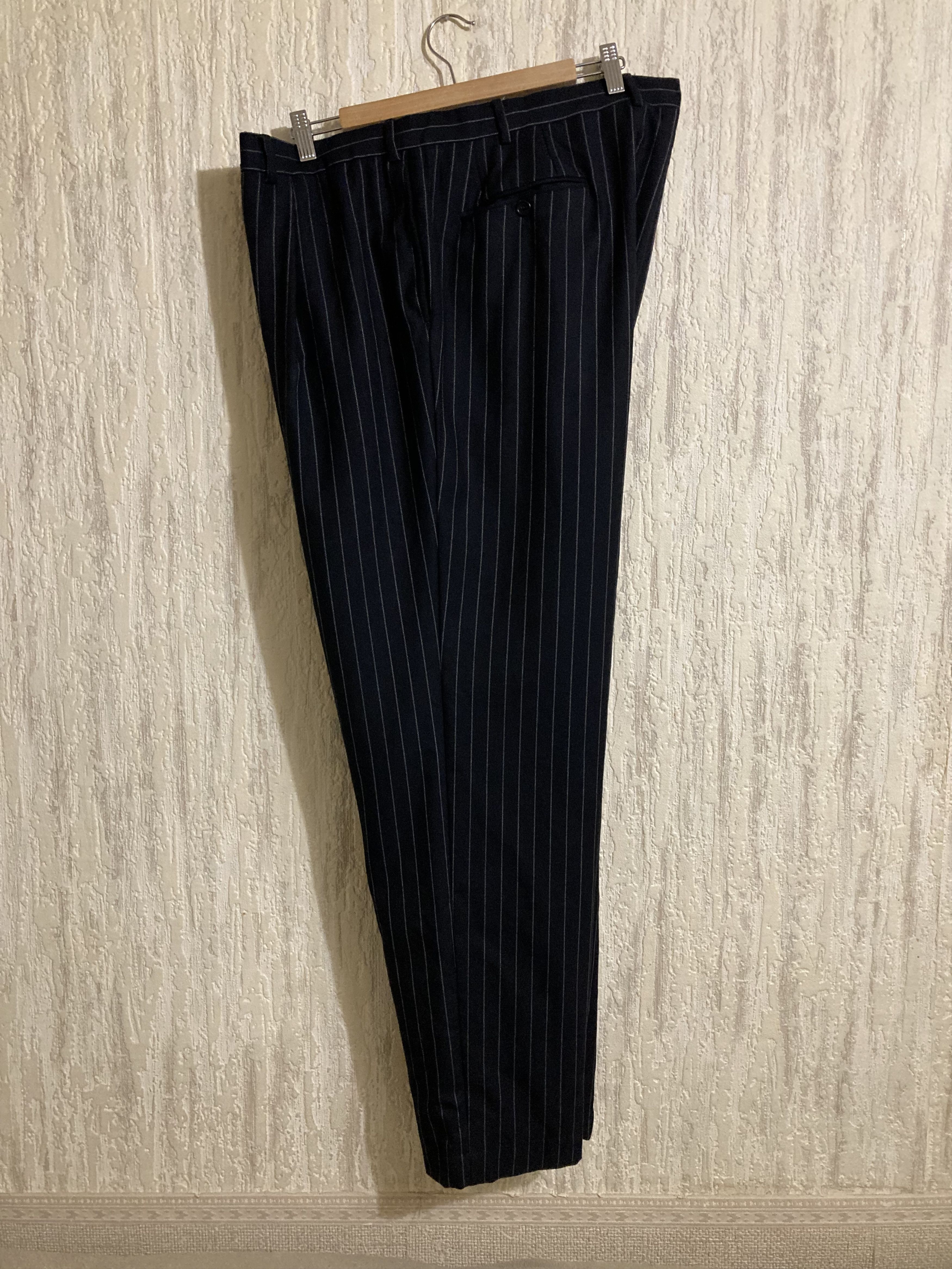 Aquascutum Aquascutum Black Bold Chalkstripe Pinstripe Wool Suit Pants Size US 38 / EU 54 - 3 Thumbnail