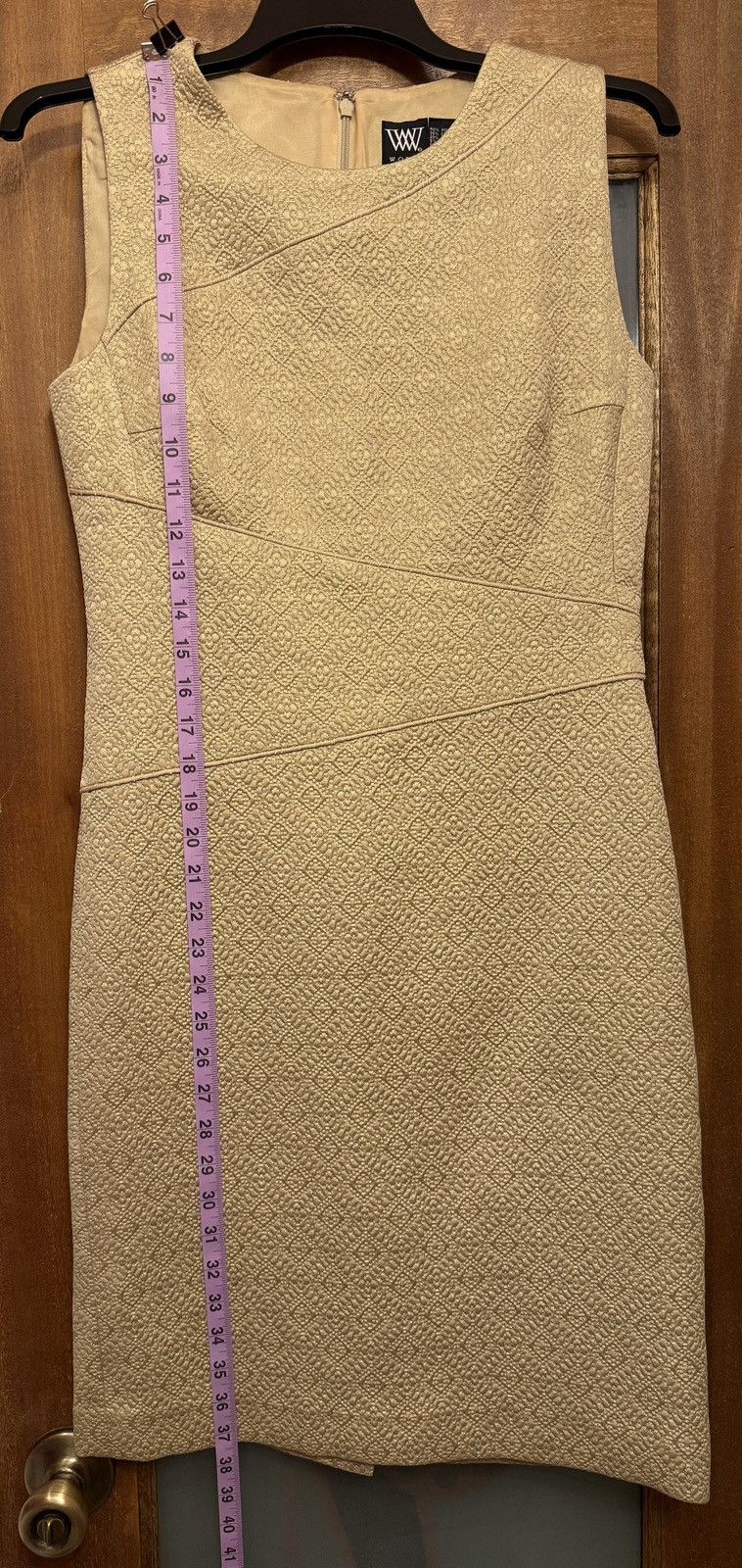 Other Worth NY Gold Textured Geometric Asymmetrical Sheath Dress Size S / US 4 / IT 40 - 8 Thumbnail