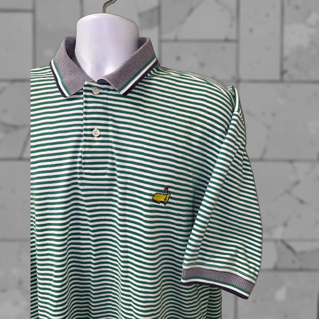 Vintage Slazenger Polo Shirt Mens Green/White Striped Augusta National Size XL Size US XL / EU 56 / 4 - 1 Thumbnail