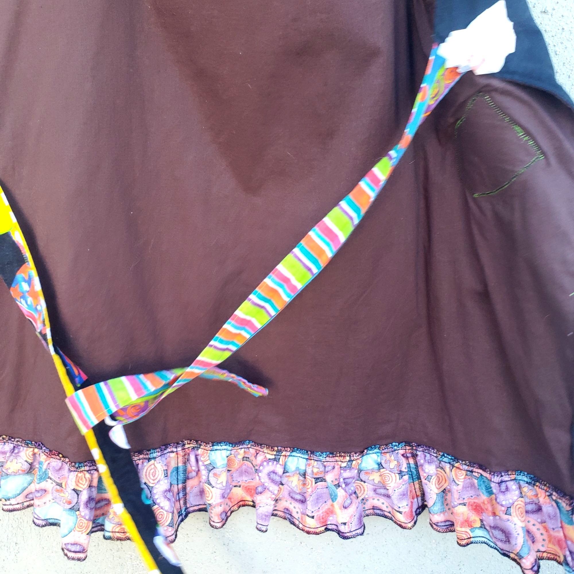 Handmade Frida Kahlo Bib Apron Colorful Handmade Black Cotton Plus Si Size XXL / US 16-18 / IT 52-54 - 11 Thumbnail