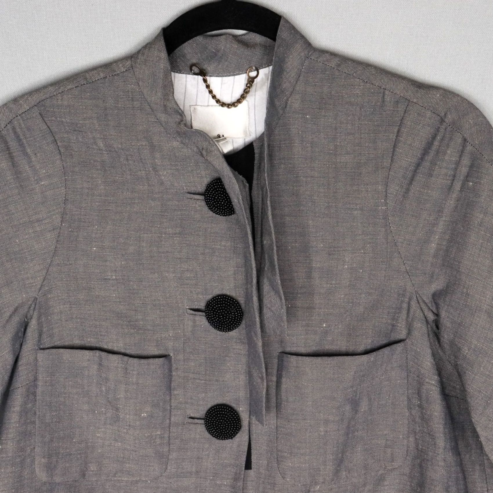 3.1 Phillip Lim 3.1 Phillip Lim Blazer Womens Size 0 Gray Wool Linen Tweed Cropped Office Oversized Button Pockets Jacket Short Solid Pattern Women's Size XS / US 0-2 / IT 36-38 - 2 Thumbnail
