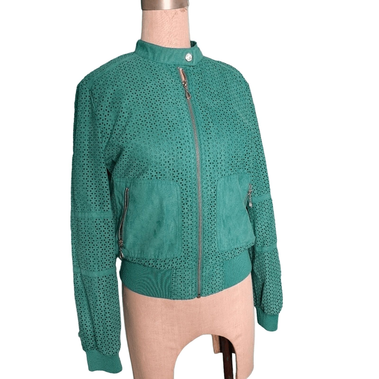 Kenneth Cole Kenneth Cole NY Cutout Green Bomber Jacket Size M Size M / US 6-8 / IT 42-44 - 2 Thumbnail