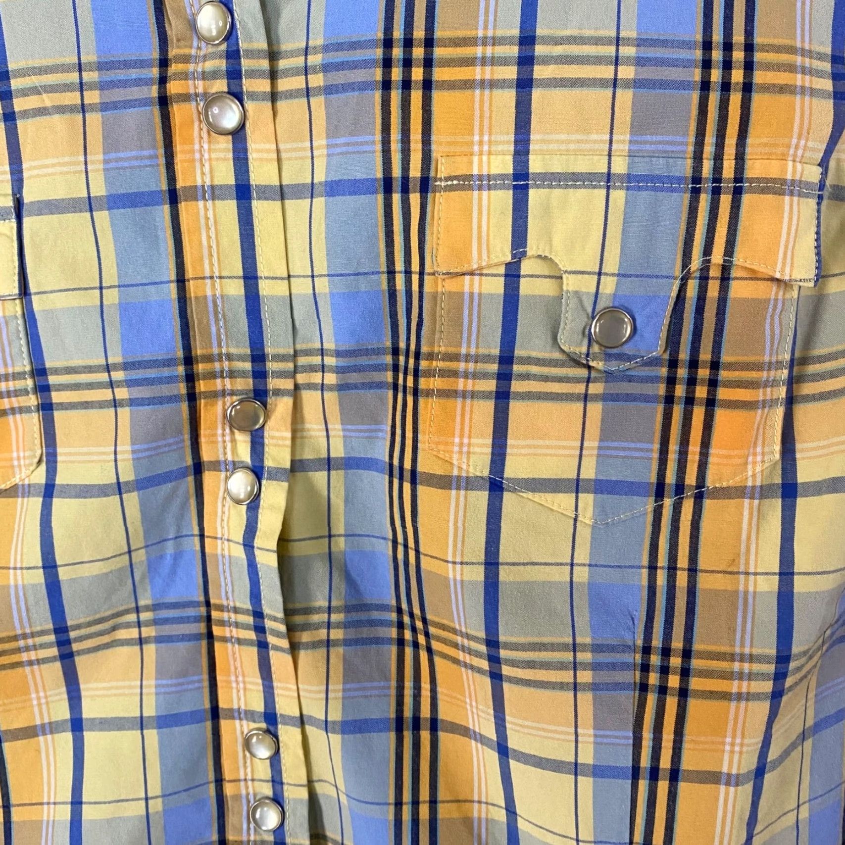 Roper Roper Western Plaid Pearl-Snap Shirt Yellow Cap Sleeve Women's Large Size L / US 10 / IT 46 - 6 Thumbnail