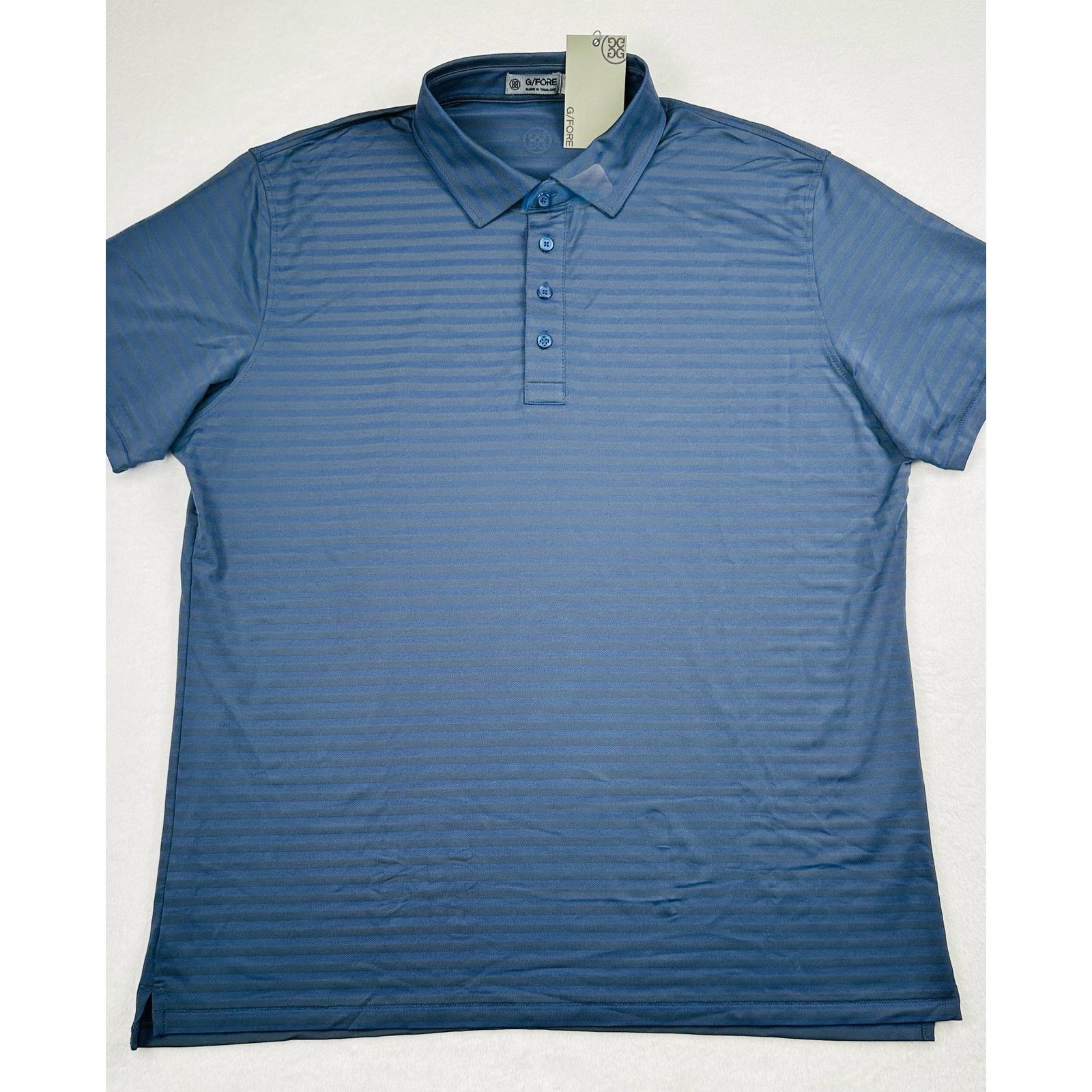 G/FORE G/Fore Men's XL Dark Blue Stripe Tech Pique Golf Polo Shirt Size US XL / EU 56 / 4 - 2 Thumbnail