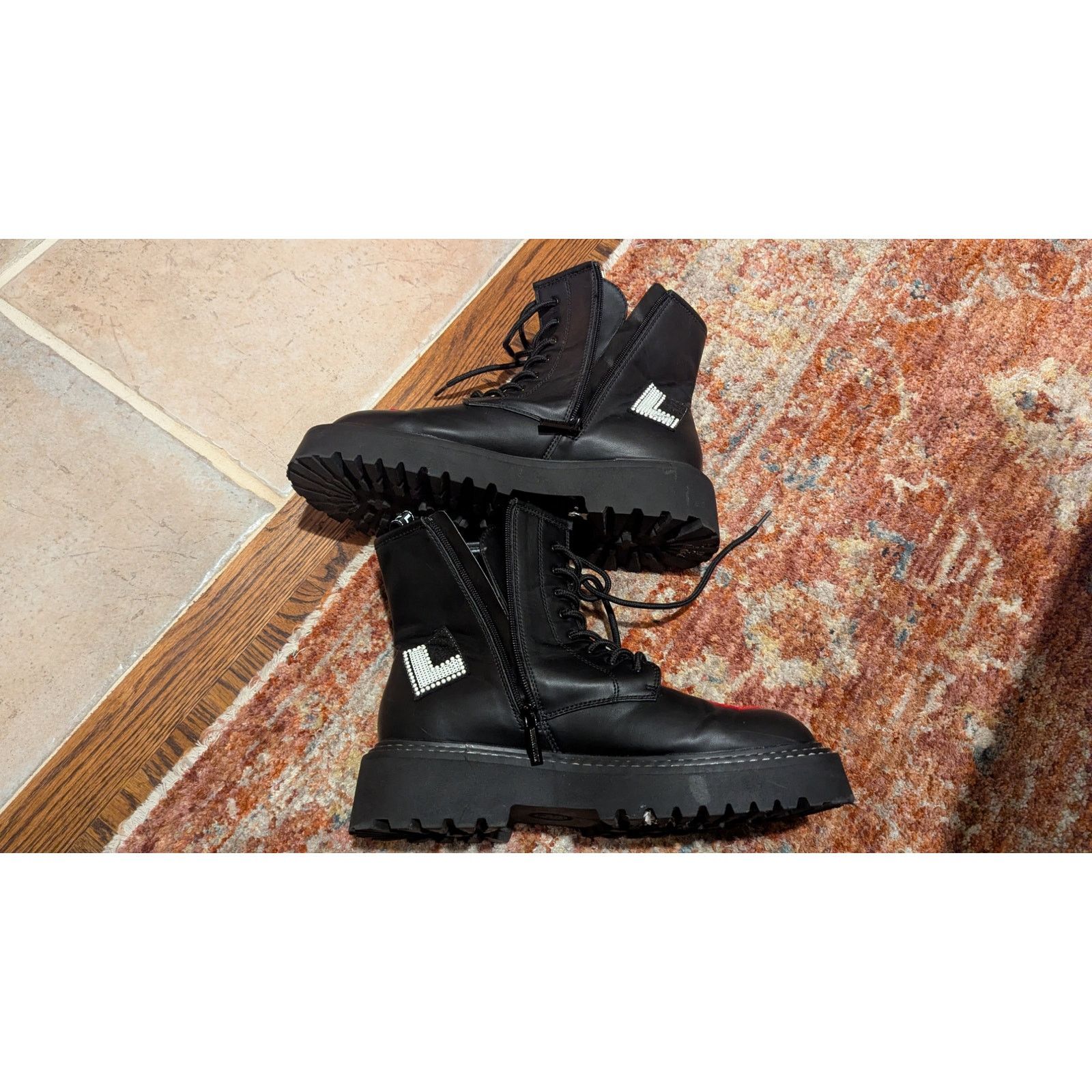 Karl Lagerfeld Karl Lagerfeld Paris Zip Up Combat Boots Dixie E23 Patches Size US 11 / IT 41 - 4 Thumbnail