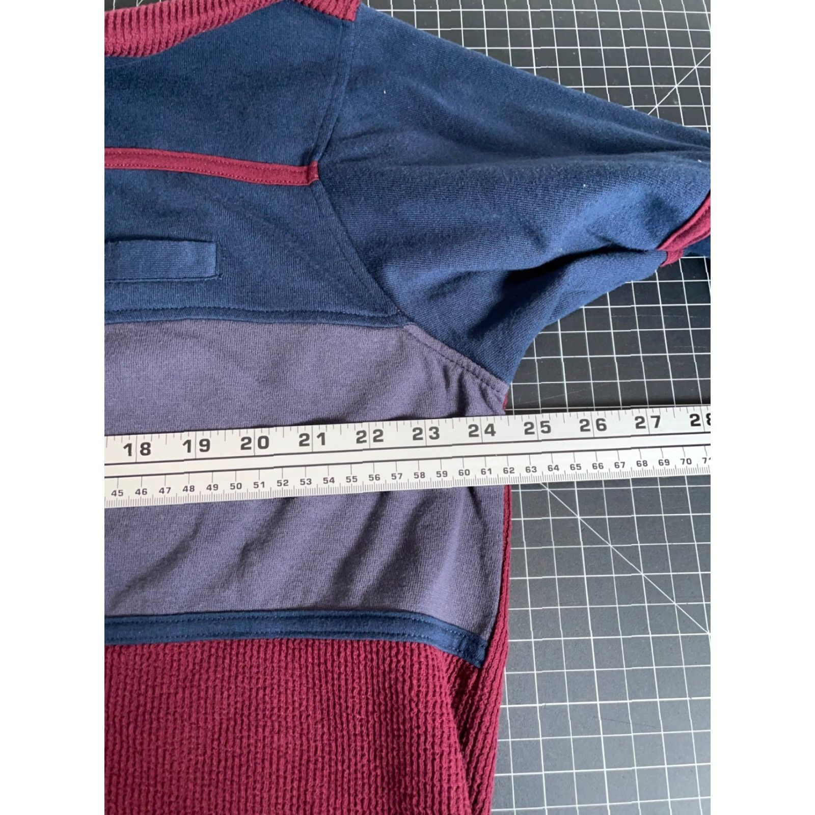 Haband Haband Polo Shirt Mens Adult XL Red Blue Striped Retro Textured Waffle Knit Long Sleeve Size US XL / EU 56 / 4 - 5 Thumbnail