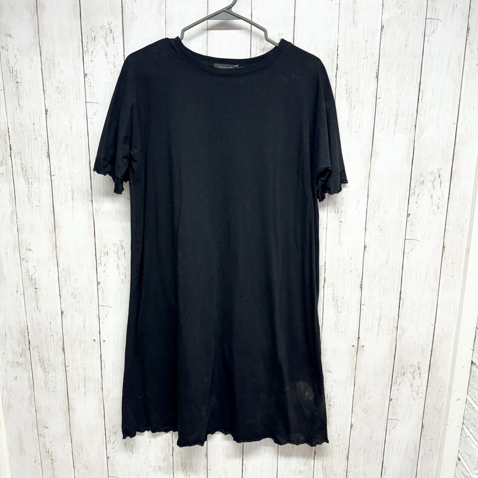 Other Roolee Dress LG Short Sleeve Mini Black Cotton Flared Bottom Size L / US 10 / IT 46 - 1 Thumbnail
