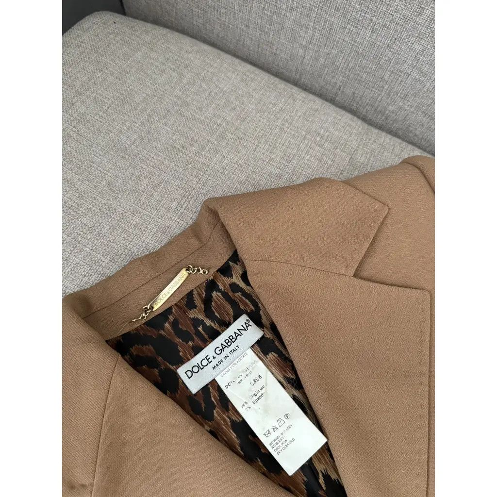 Dolce & Gabbana Dolce & Gabbana Camel Wool Blazer Leopard Print Size IT42 Size M / US 6-8 / IT 42-44 - 5 Thumbnail