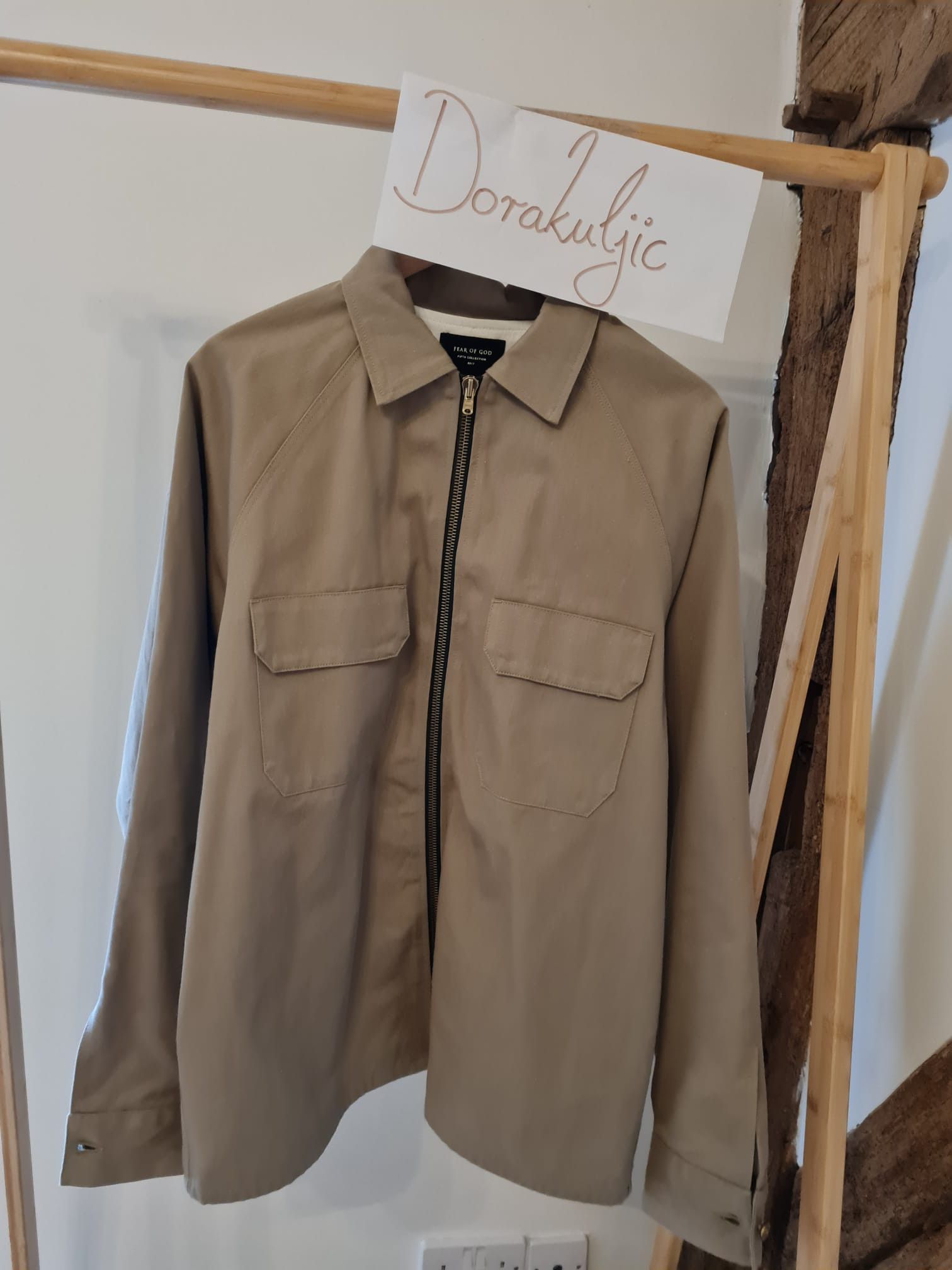 image of Fear Of God Fifth Collection Zip-Up Beige Jacket, Men's (Size Medium)