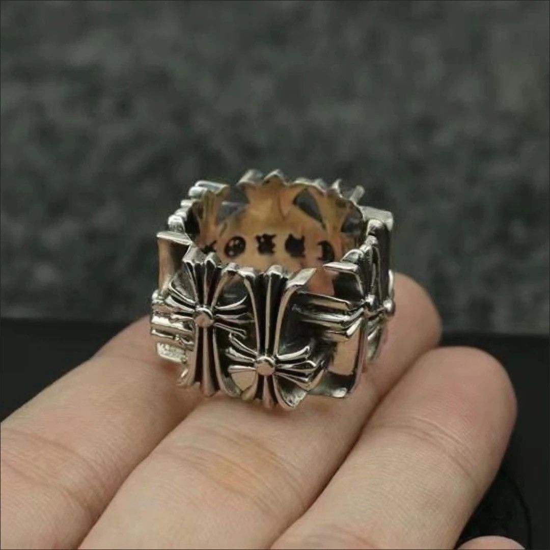 Other CH-Inspired Thick Cross Ring – Vintage Punk Round Band Size ONE SIZE - 3 Thumbnail