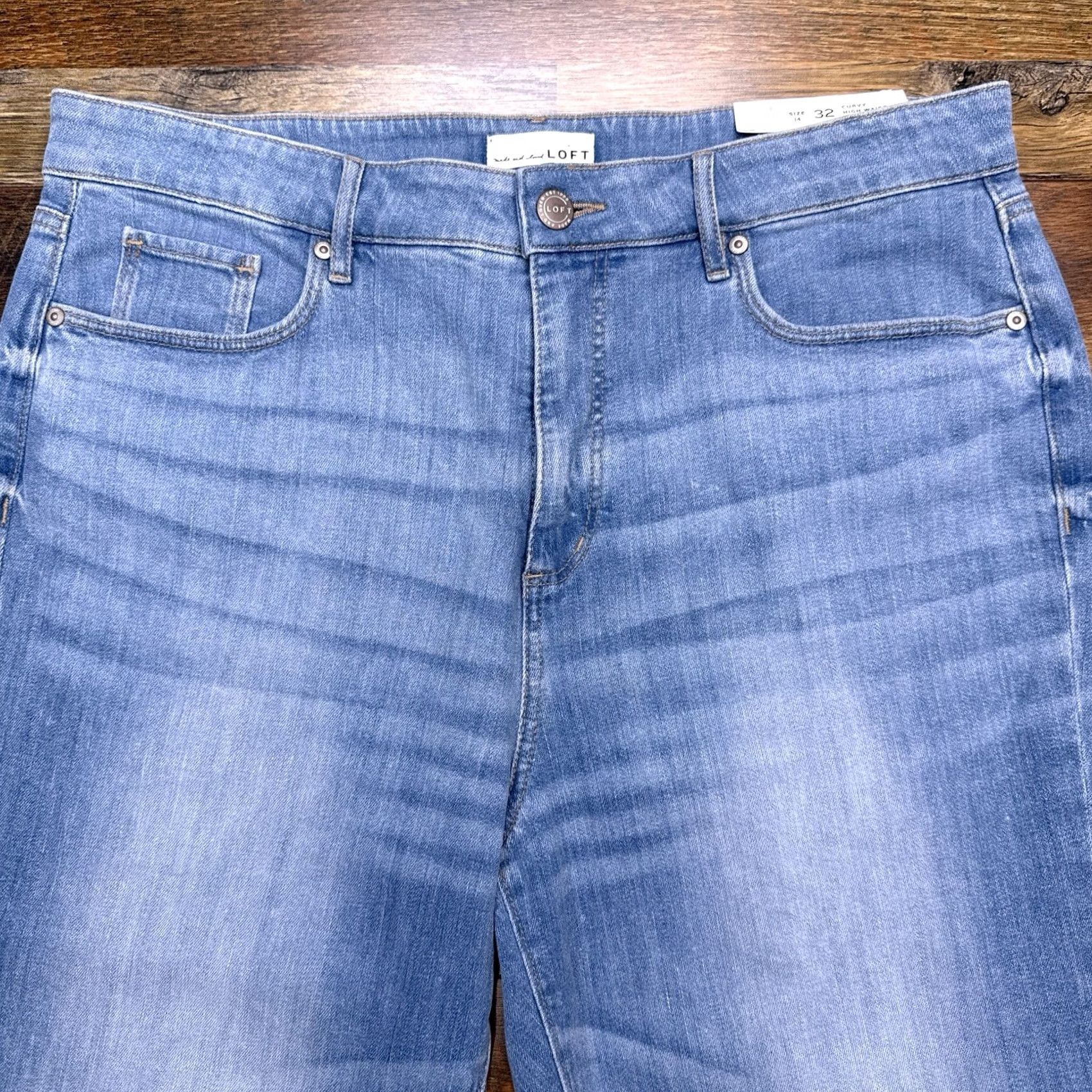 Loft LOFT Jeans Womens 14/32 High Waist Stretch Cropped Denim 5-Pocket Blue Vintage No Size 36" / US 14 / IT 50 - 3 Thumbnail