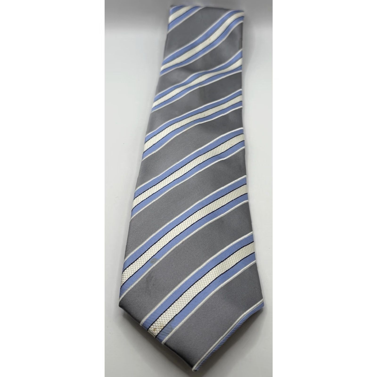 Vintage President Donald J Trump Signature Collection Tie Men Blue Gray White Stripes Size ONE SIZE - 2 Thumbnail