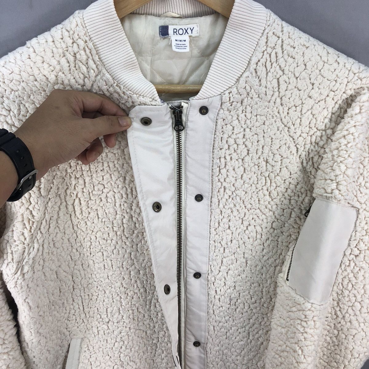 Japanese Brand 🇯🇵 Roxy Zipper Up Sherpa Quilted Jacket Size US M / EU 48-50 / 2 - 6 Thumbnail