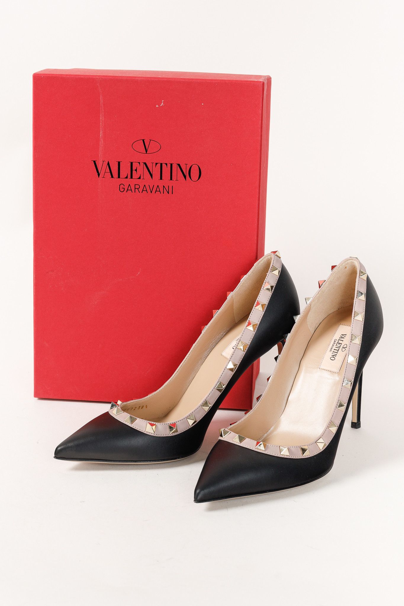 Valentino Valentino Garavani Rockstud 100mm Black Poudre Pink Pumps Size US 8 / IT 38 - 11 Thumbnail