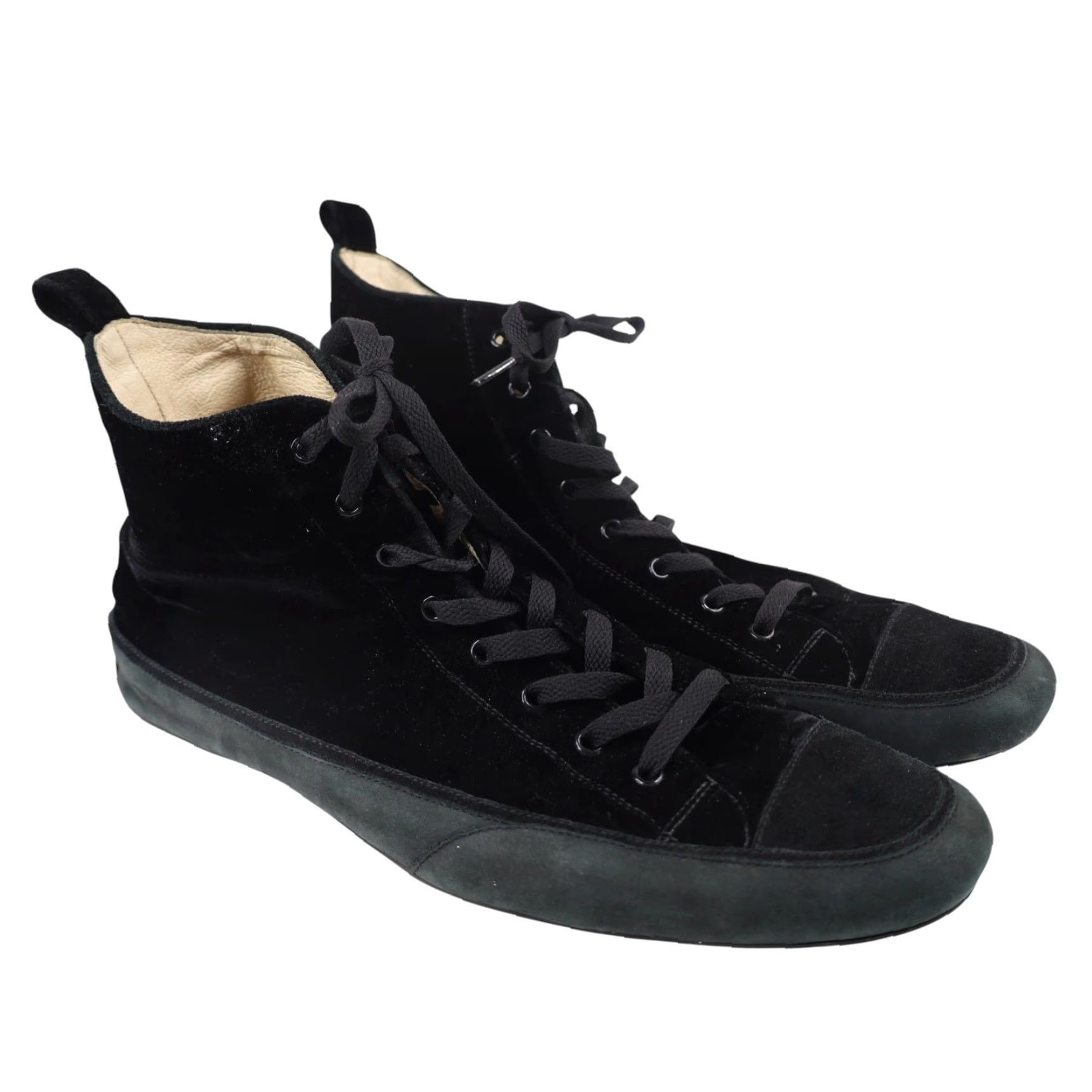 Hope Hope For Men Italian Leather Crushed Velvet Sneakers Men 12 Leather Black Sneakers Mens 12 Black Size US 12 / EU 45 - 2 Thumbnail