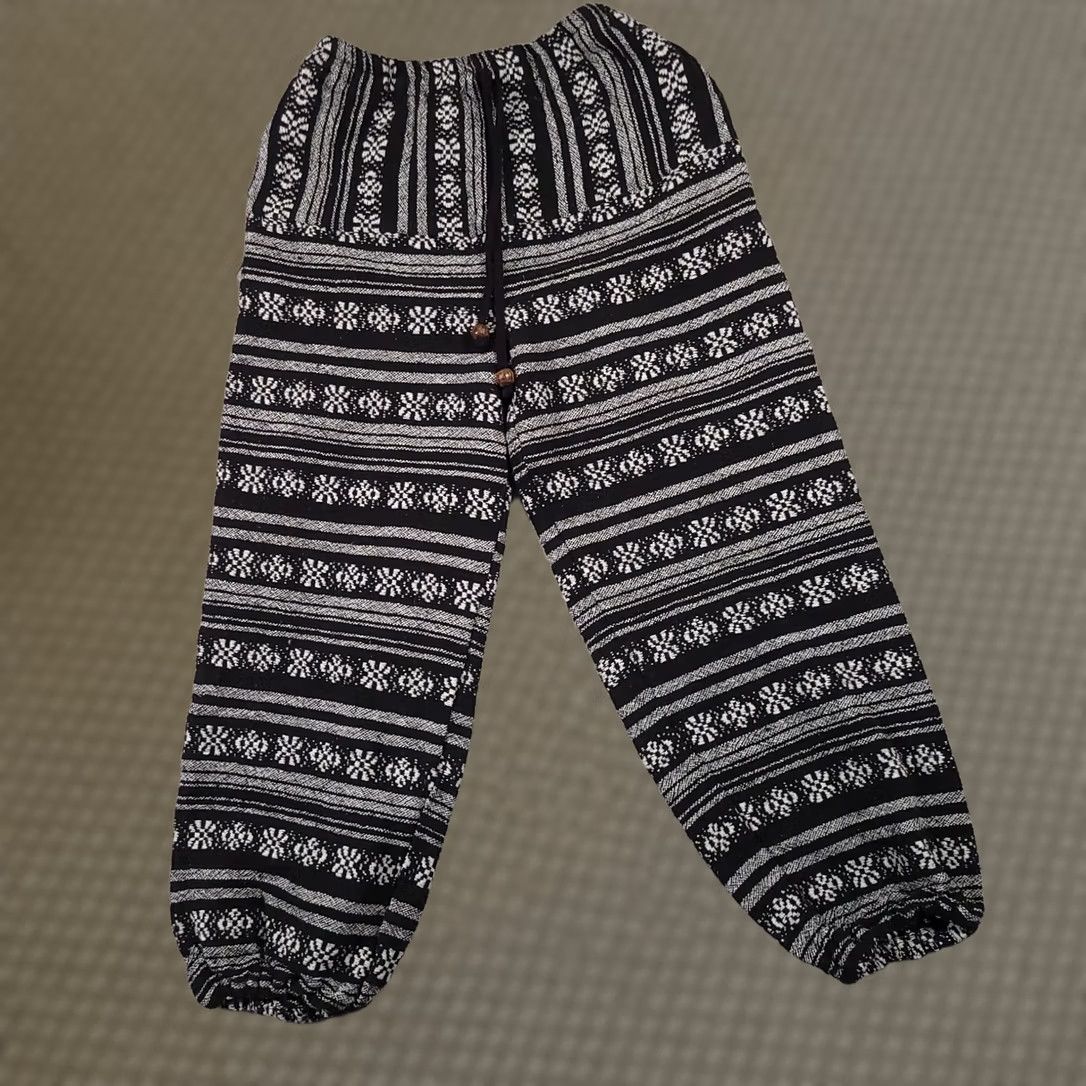 HARE Harem Pants Jogger Women Small Black Cotton Knit Drawstring Elastic Waist Pockets Tapered Inseam 25in From Harempants.com Size 28" / US 6 / IT 42 - 1 Thumbnail