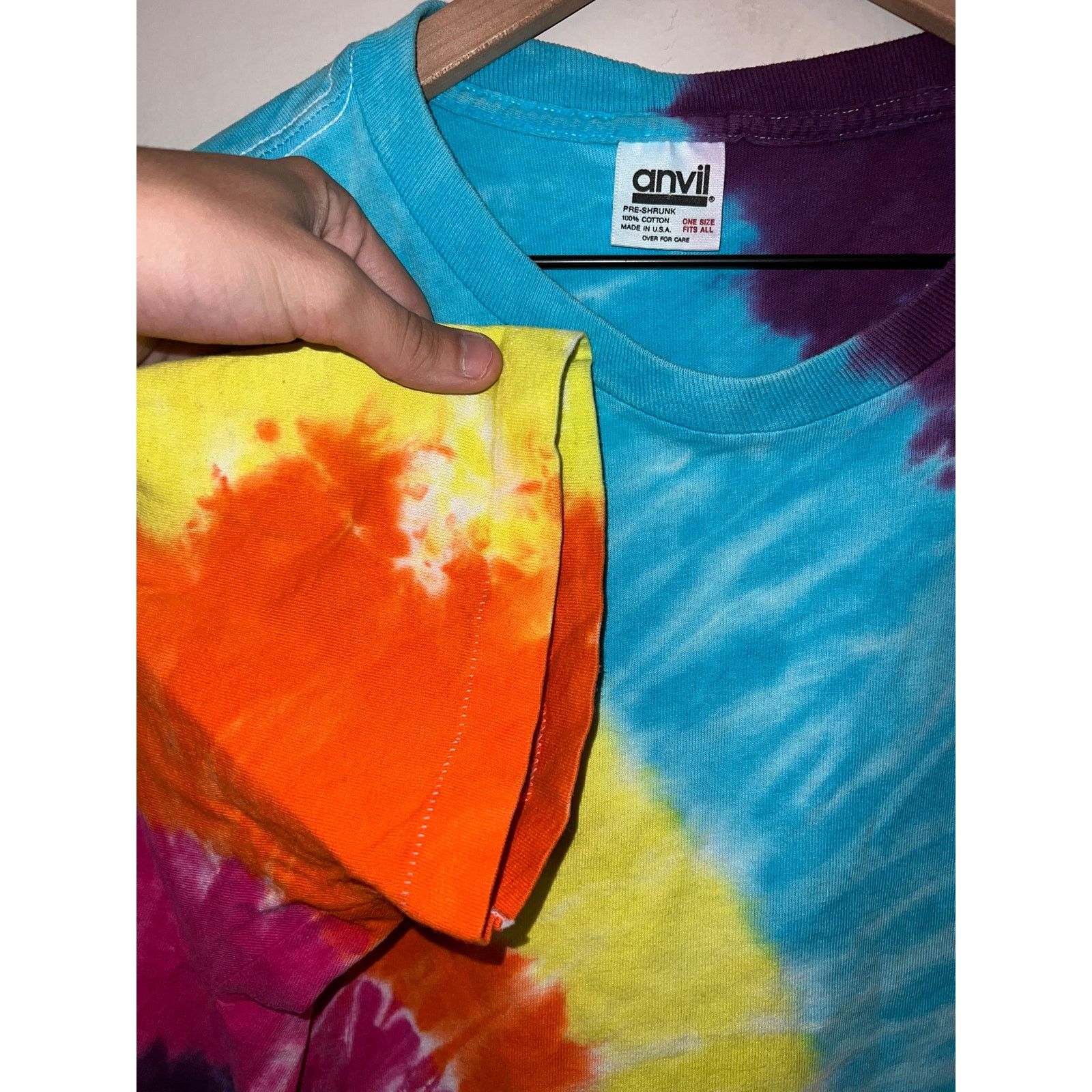 Anvil Womens Vintage Tie Dye Shirt Anvil Tee Crop Top VTG 90s OS Size L / US 10 / IT 46 - 6 Thumbnail